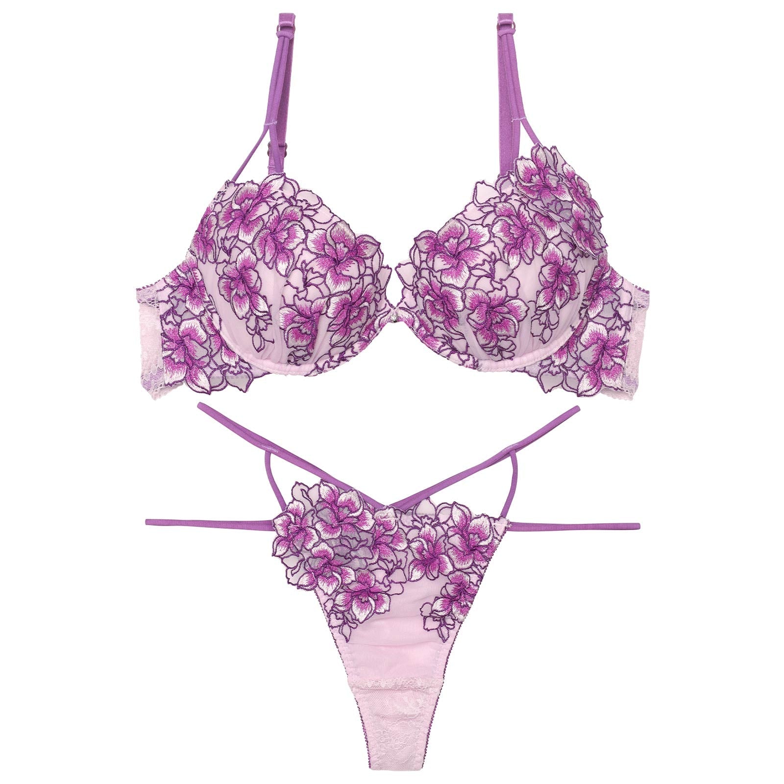 【永尾まりや着用】【Reinest】シャインブロッサムストリングブラジャー&バック透けTバックショーツ