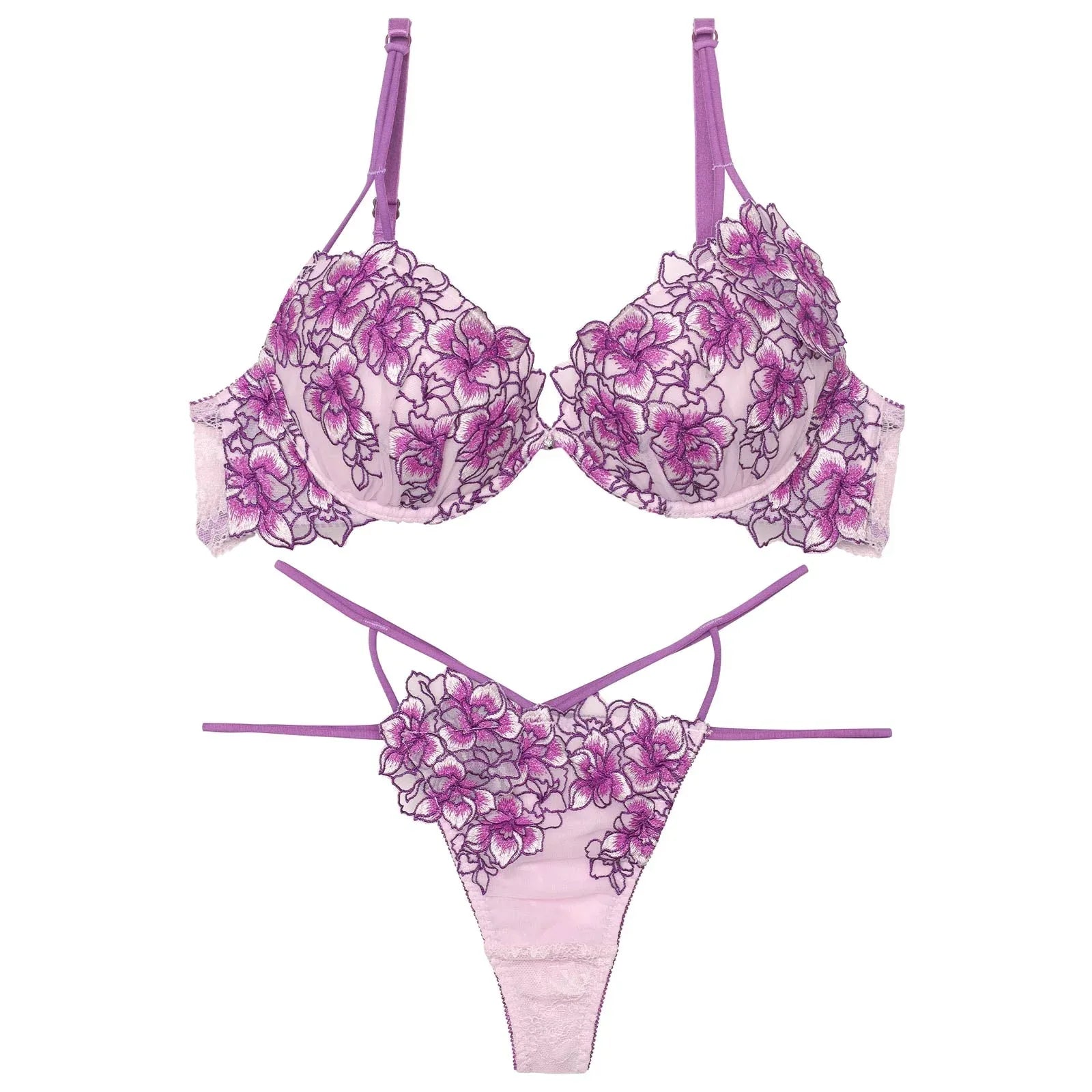 【永尾まりや着用】【Reinest】シャインブロッサムストリングブラジャー&バック透けTバックショーツ - 【公式】247Lingerie