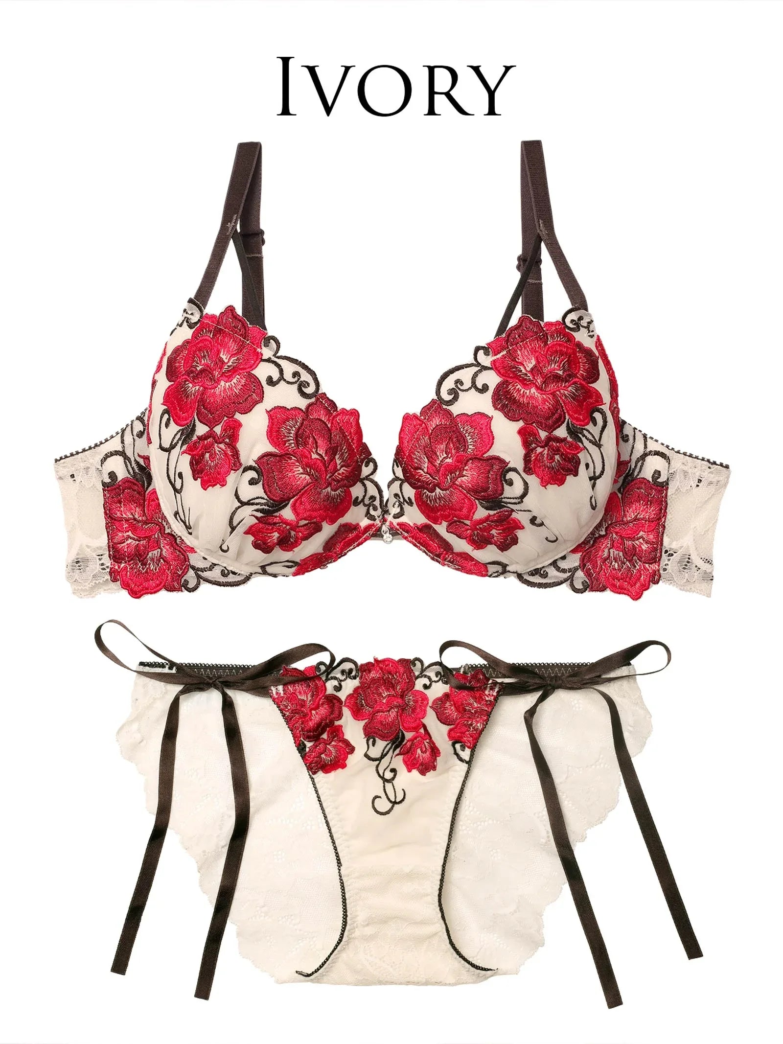 12/3新作!【永尾まりや着用】【Reinest】エターナル リッチローズブラジャー&サイド紐バック透けフルバックショーツ