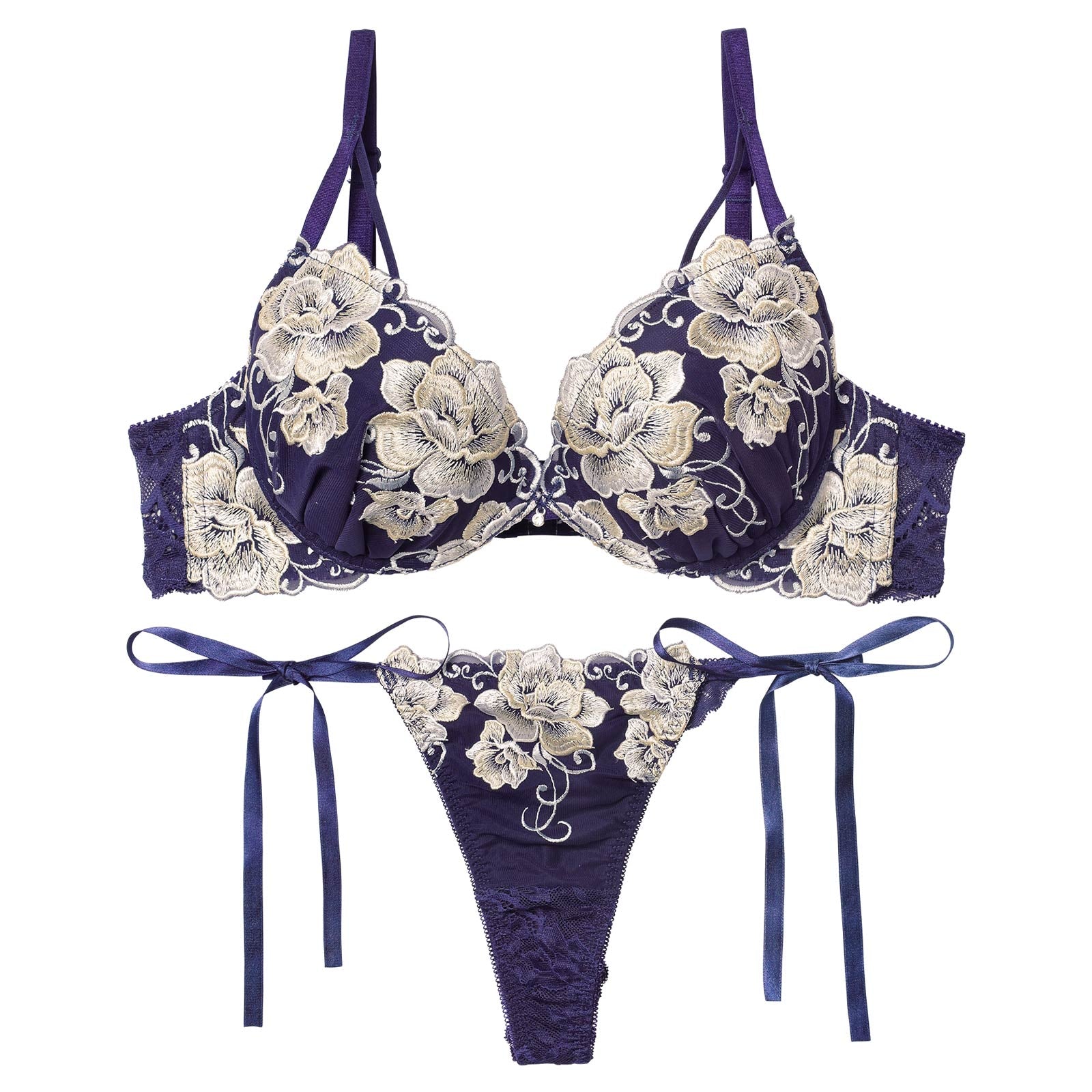 12/3新作!【永尾まりや着用】【Reinest】エターナル リッチローズブラジャー&サイド紐バック透けTバックショーツ