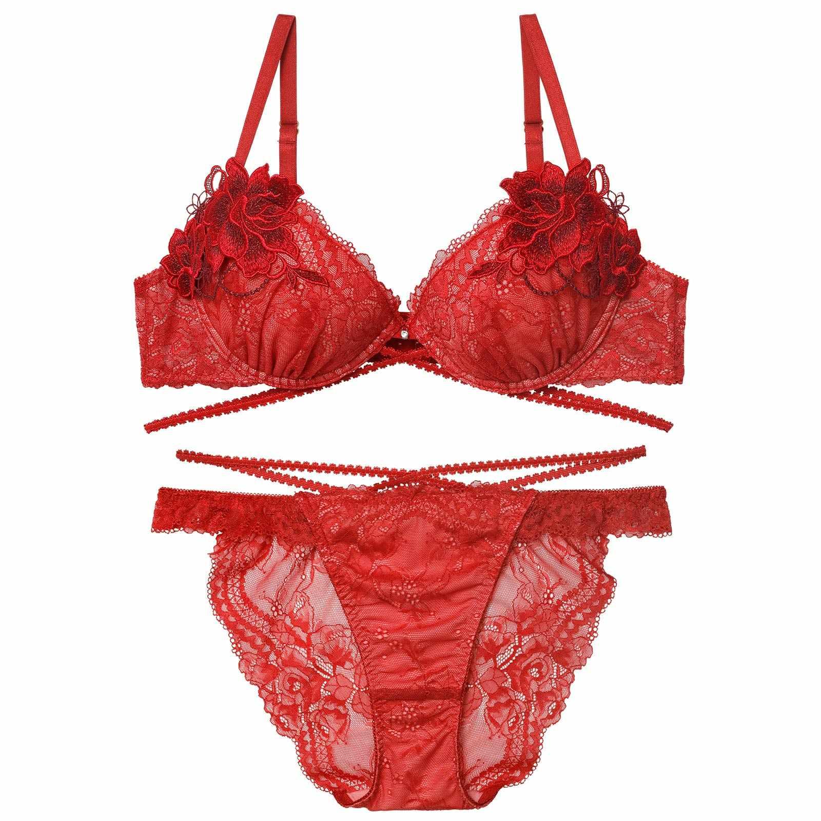 【永尾まりや着用】【Reinest】マジェスティックコードレースブラジャー&バック透けフルバックショーツ