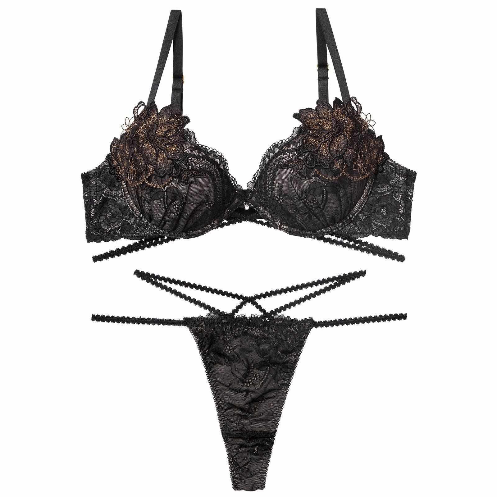 【永尾まりや着用】【Reinest】マジェスティックコードレースブラジャー&バック透けTバックショーツ