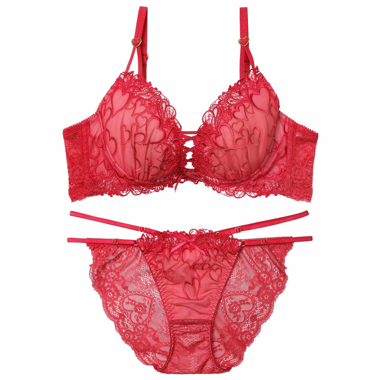 1/14新作!【永尾まりや着用】【Reinest】スピンドルクイーンハートブラジャー&バック透けフルバックショーツ