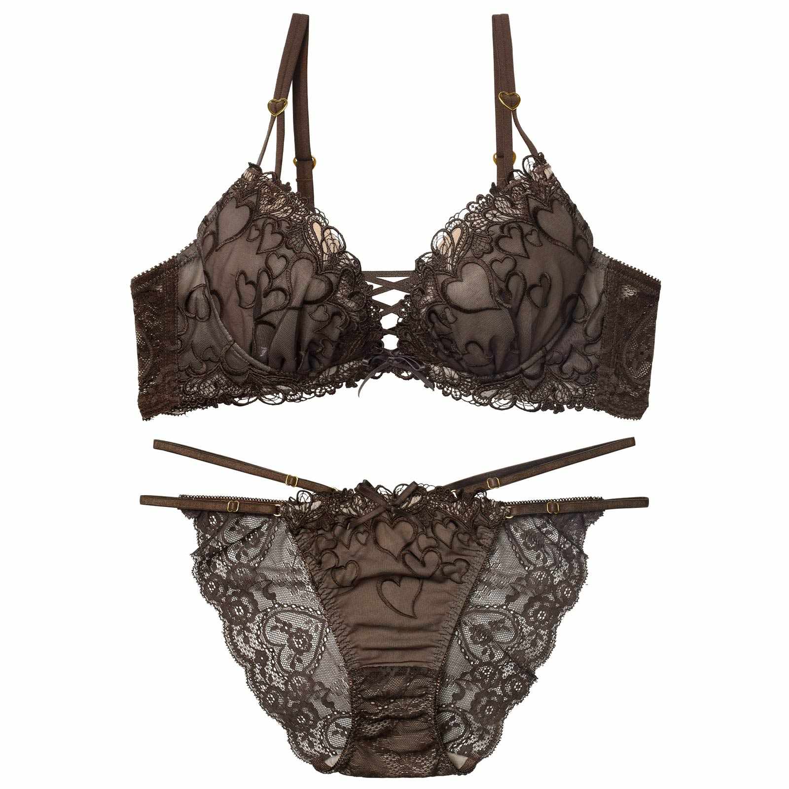 1/14新作!【永尾まりや着用】【Reinest】スピンドルクイーンハートブラジャー&バック透けフルバックショーツ