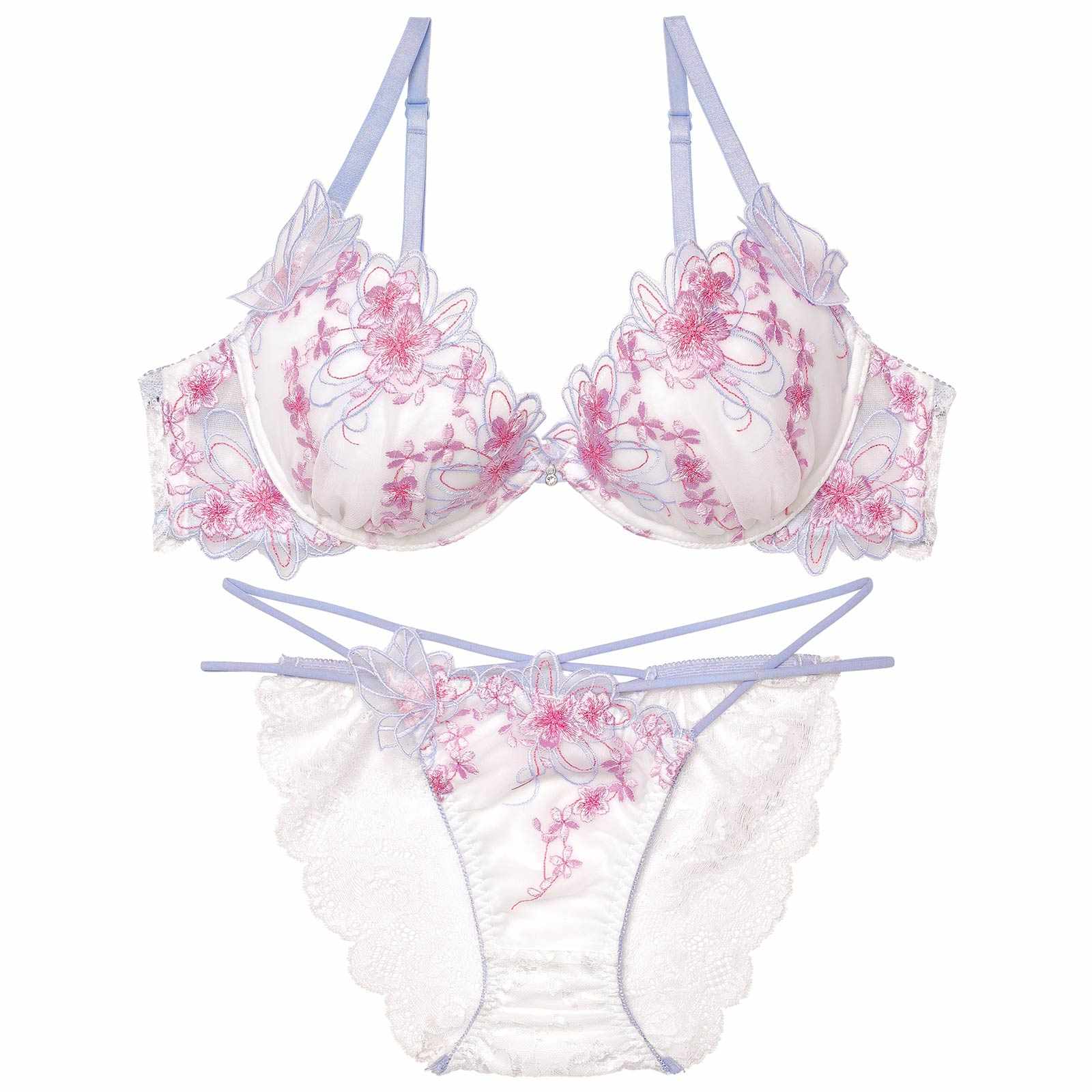 3/4新作!【永尾まりや着用】【Reinest】グレイスチェリーブロッサムブラジャー&バック透けフルバックショーツ