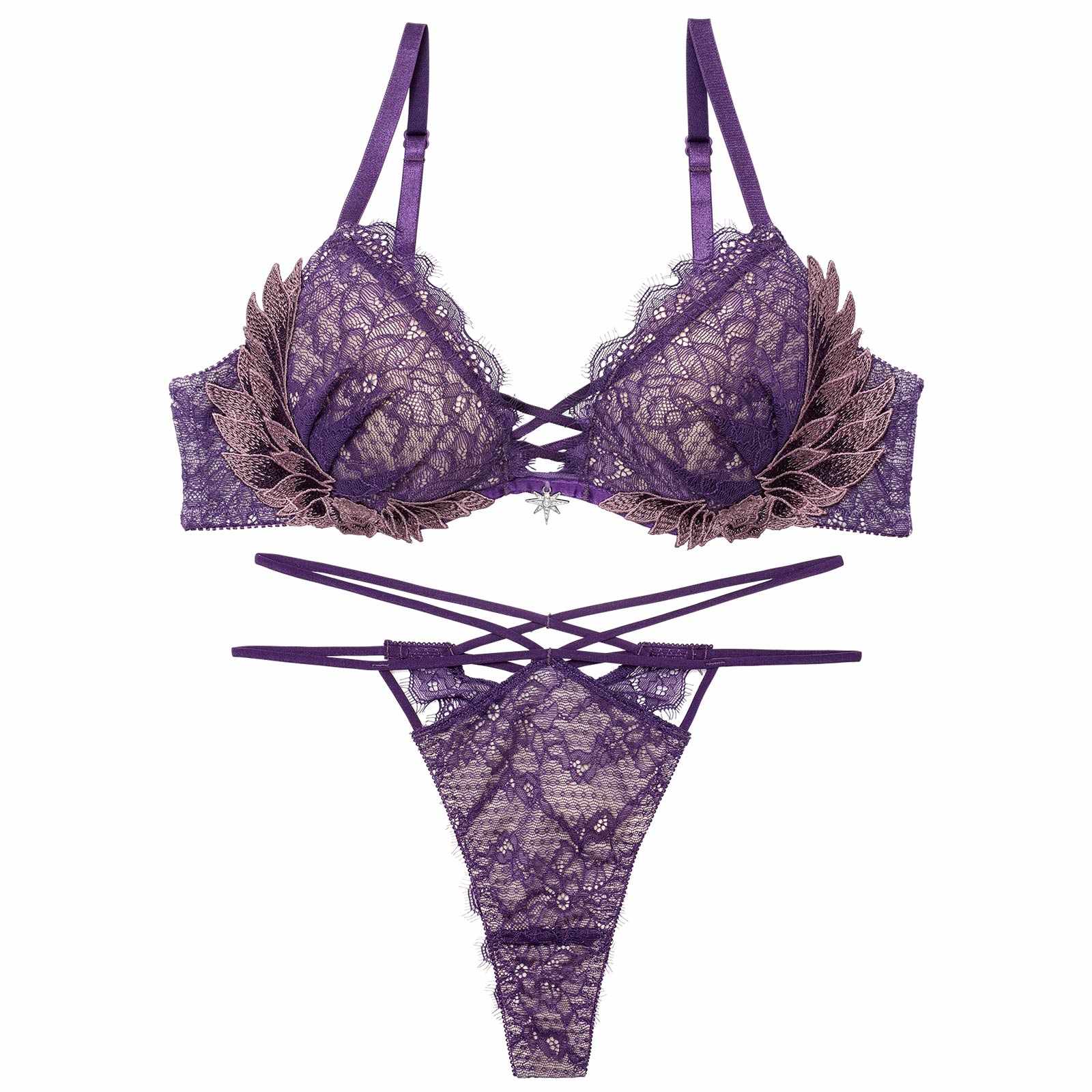 12/22新作!【Reinest】グラマラスフェザーローズブラジャー&バック透けTバックショーツ