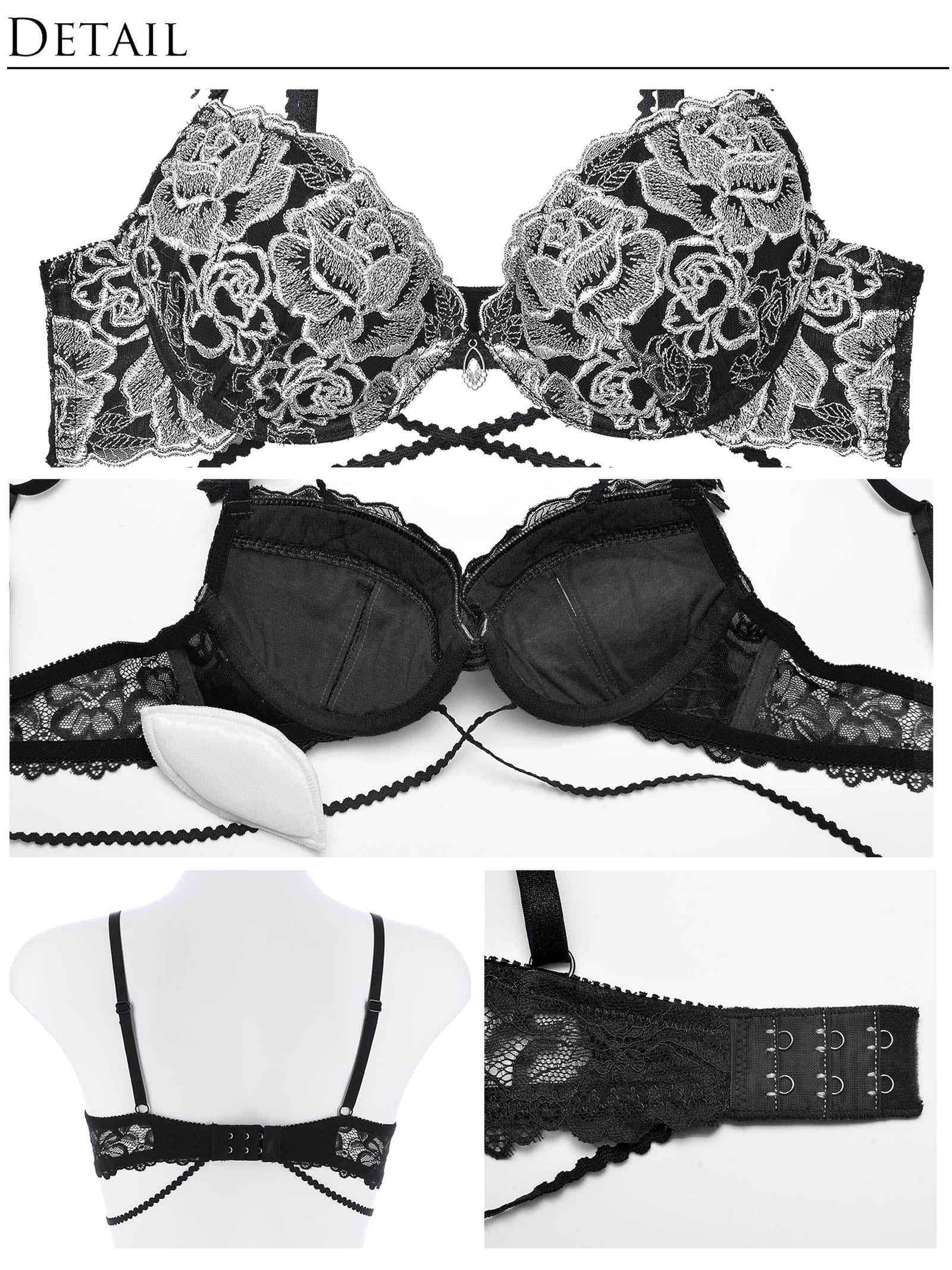 12/8新作!【明日花キララプロデュース/WhipBunny】ジュエリーエレガントローズブラ&ショーツ / ブラック