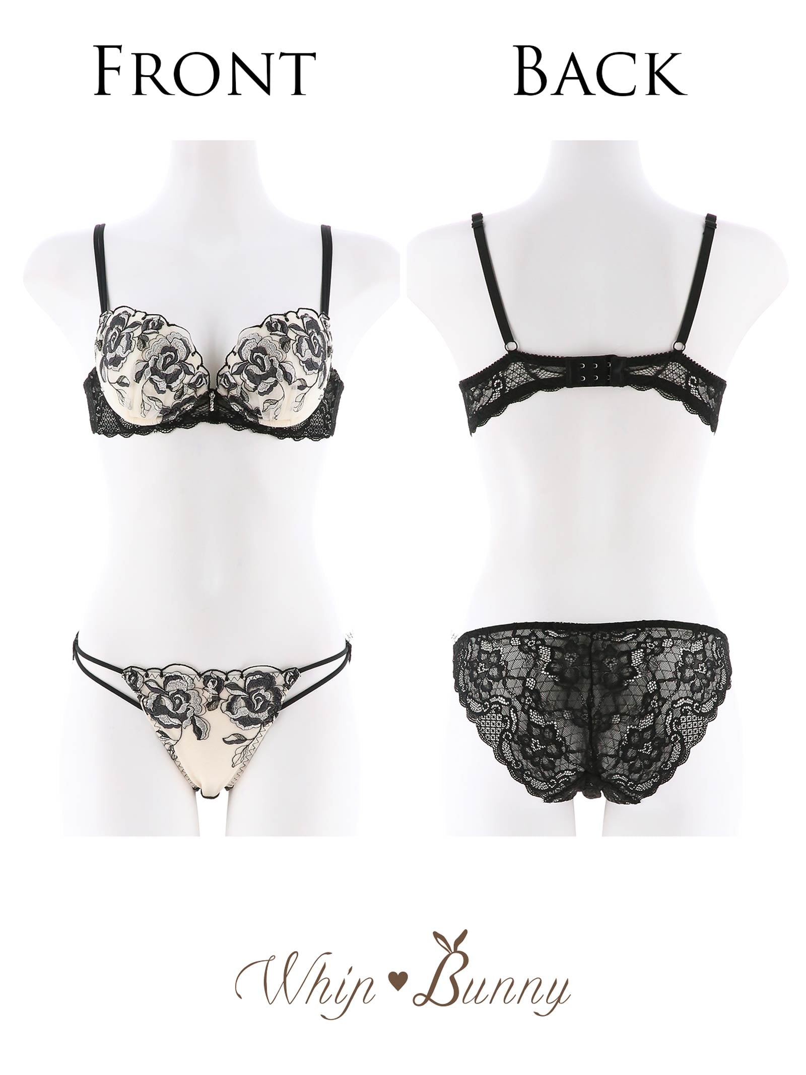 11/29再販!Elegant Rose Embroidery Bra&Shorts / Black エレガントローズエンブロイダリーブラ&ショーツ/ブラック