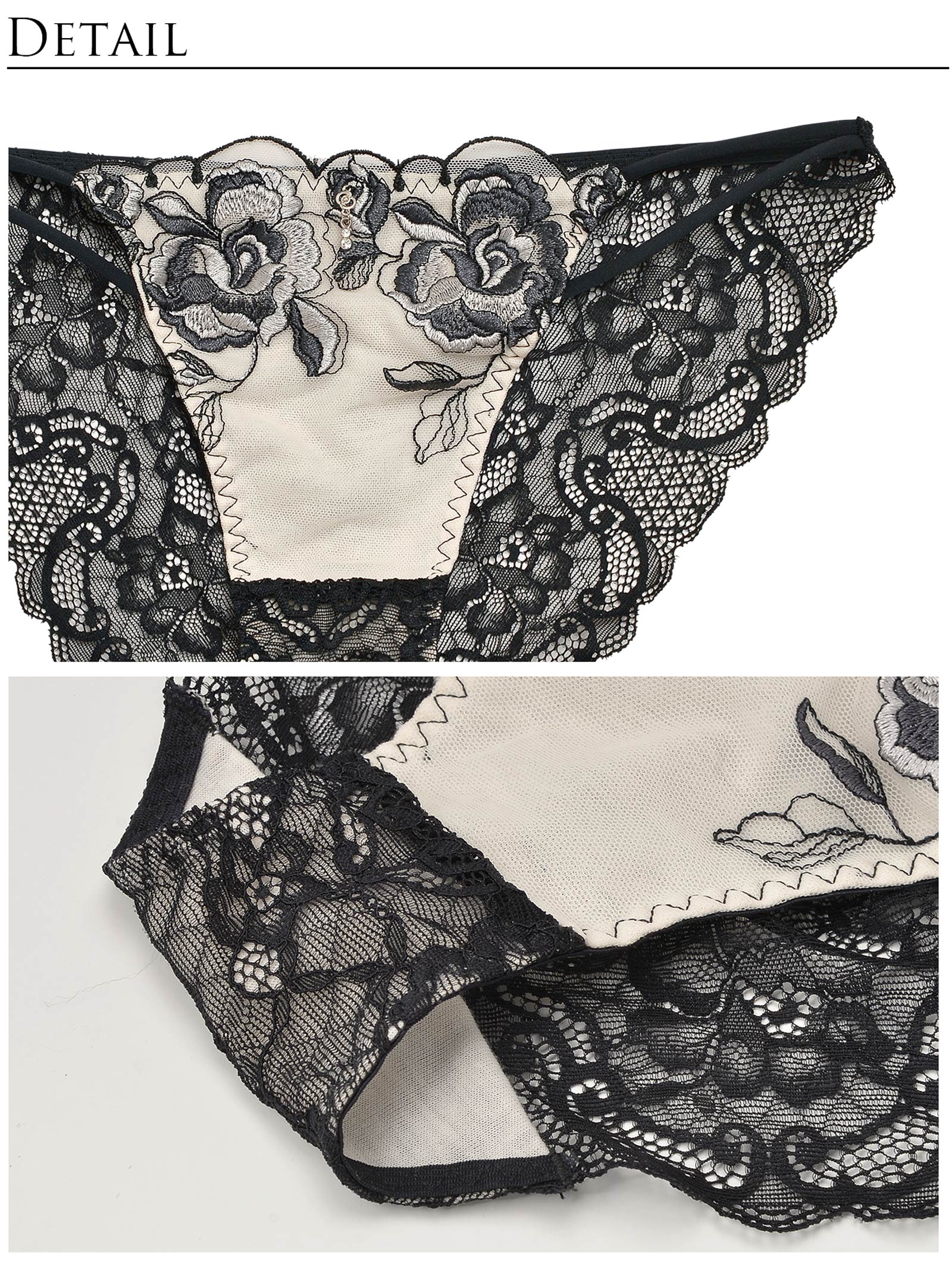 11/29再販!Elegant Rose Embroidery Bra&Shorts / Black エレガントローズエンブロイダリーブラ&ショーツ/ブラック