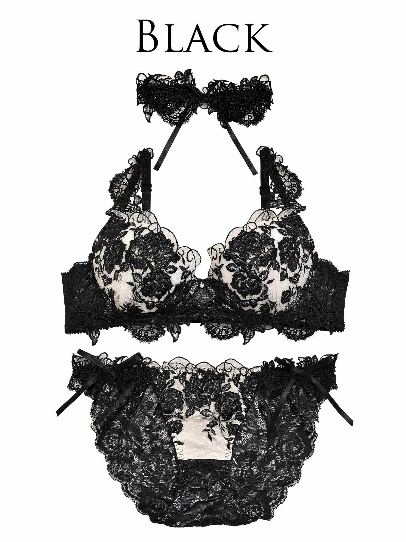 11/11新作!【明日花キララプロデュース/WhipBunny】Gorgeous Shine Rose Bra&Shorts / Black ゴージャスシャインローズブラ&ショーツ / ブラック