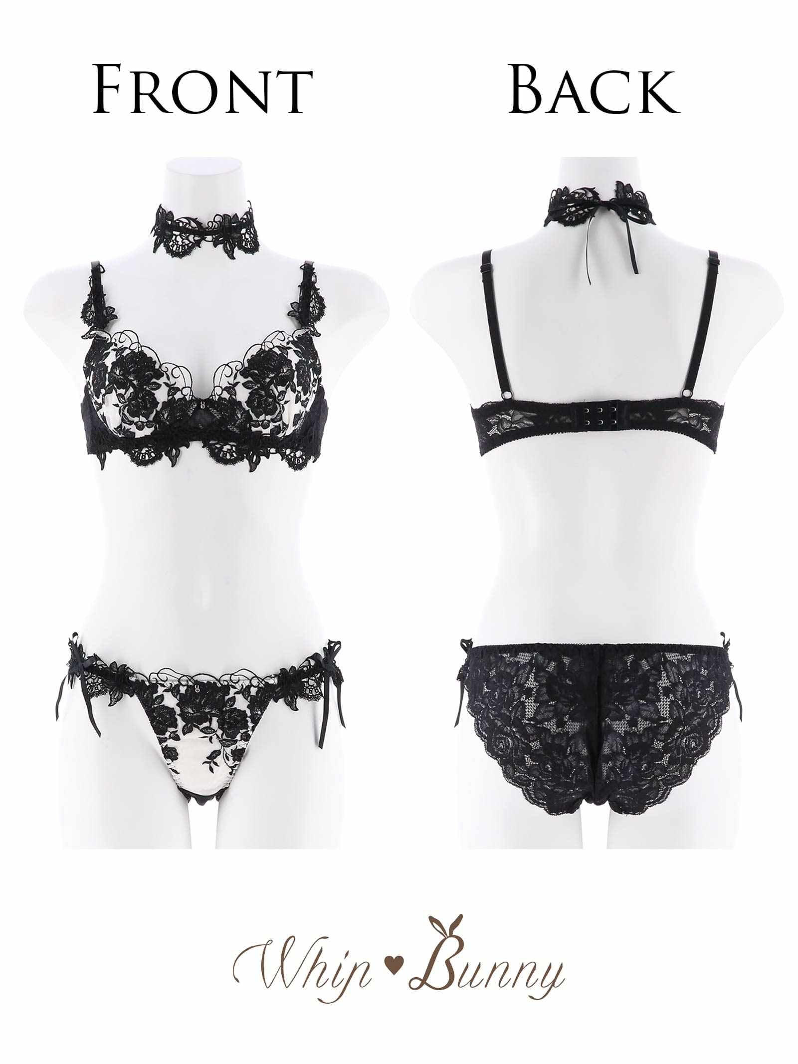 11/11新作!【明日花キララプロデュース/WhipBunny】Gorgeous Shine Rose Bra&Shorts / Black ゴージャスシャインローズブラ&ショーツ / ブラック