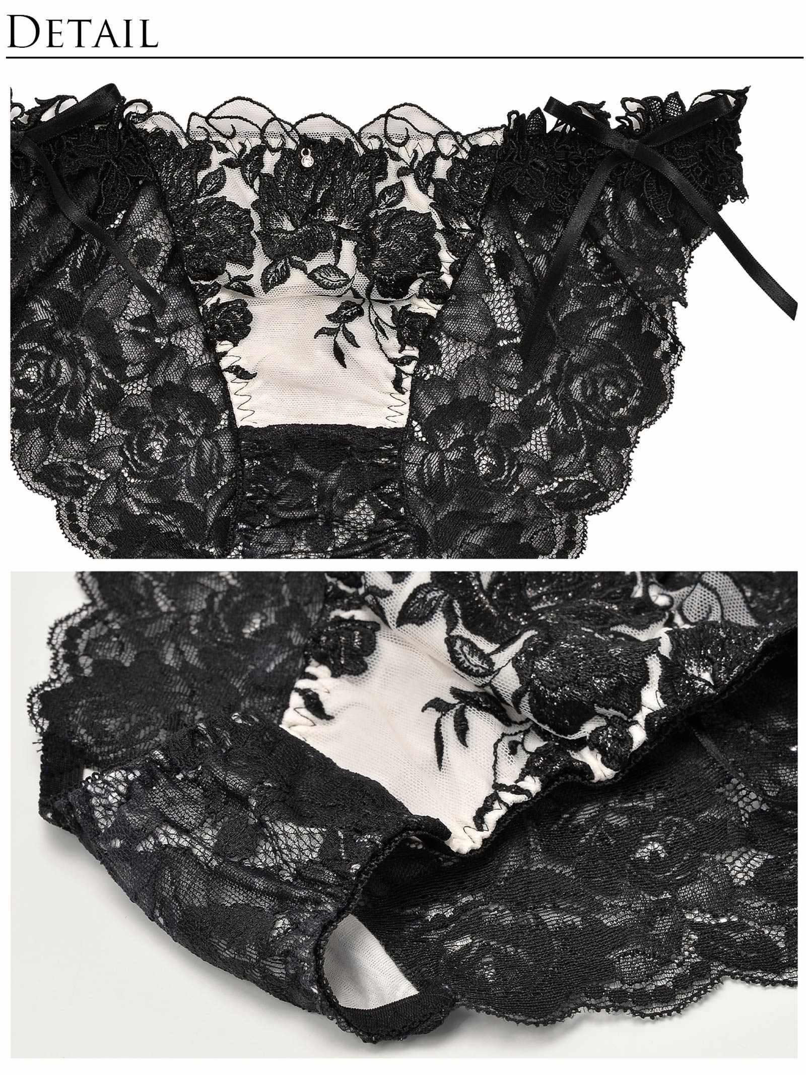 【明日花キララプロデュース/WhipBunny】Gorgeous Shine Rose Bra&Shorts / Black ゴージャスシャインローズブラ&ショーツ / ブラック - 【公式】247Lingerie