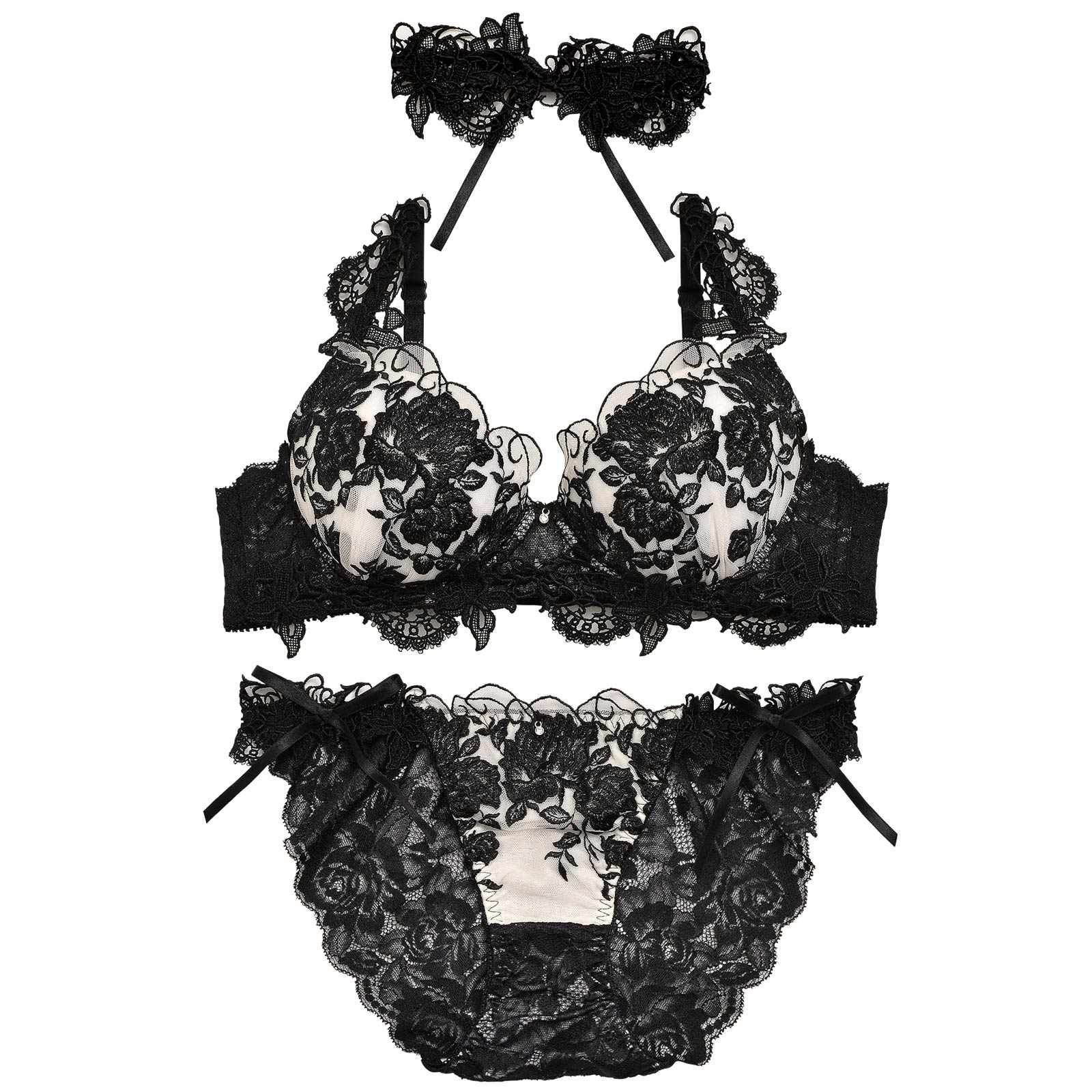 【明日花キララプロデュース/WhipBunny】Gorgeous Shine Rose Bra&Shorts / Black ゴージャスシャインローズブラ&ショーツ / ブラック