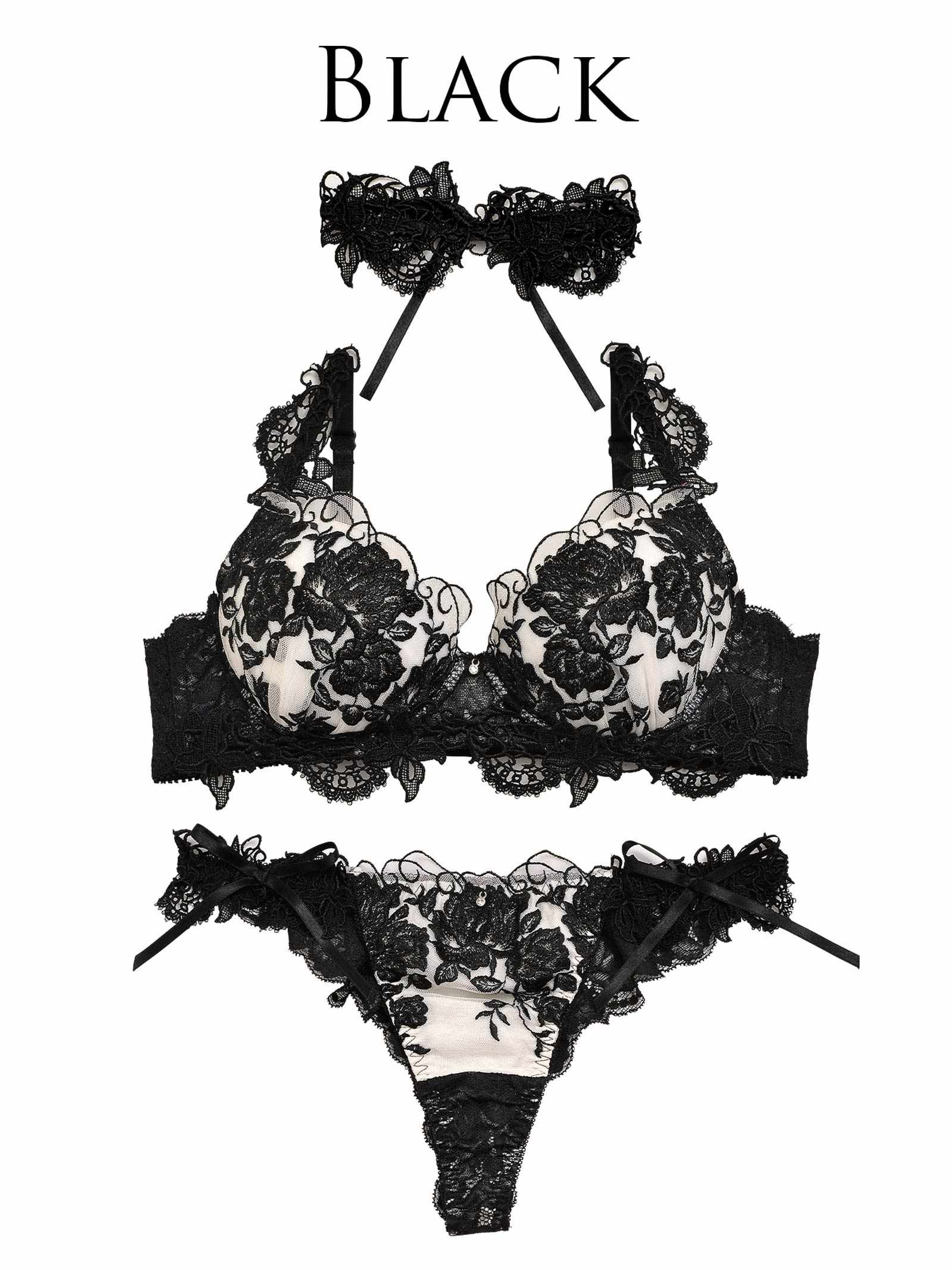 11/11新作!【明日花キララプロデュース/WhipBunny】Gorgeous Shine Rose Bra&T-back / Black ゴージャスシャインローズブラ&Tバック / ブラック