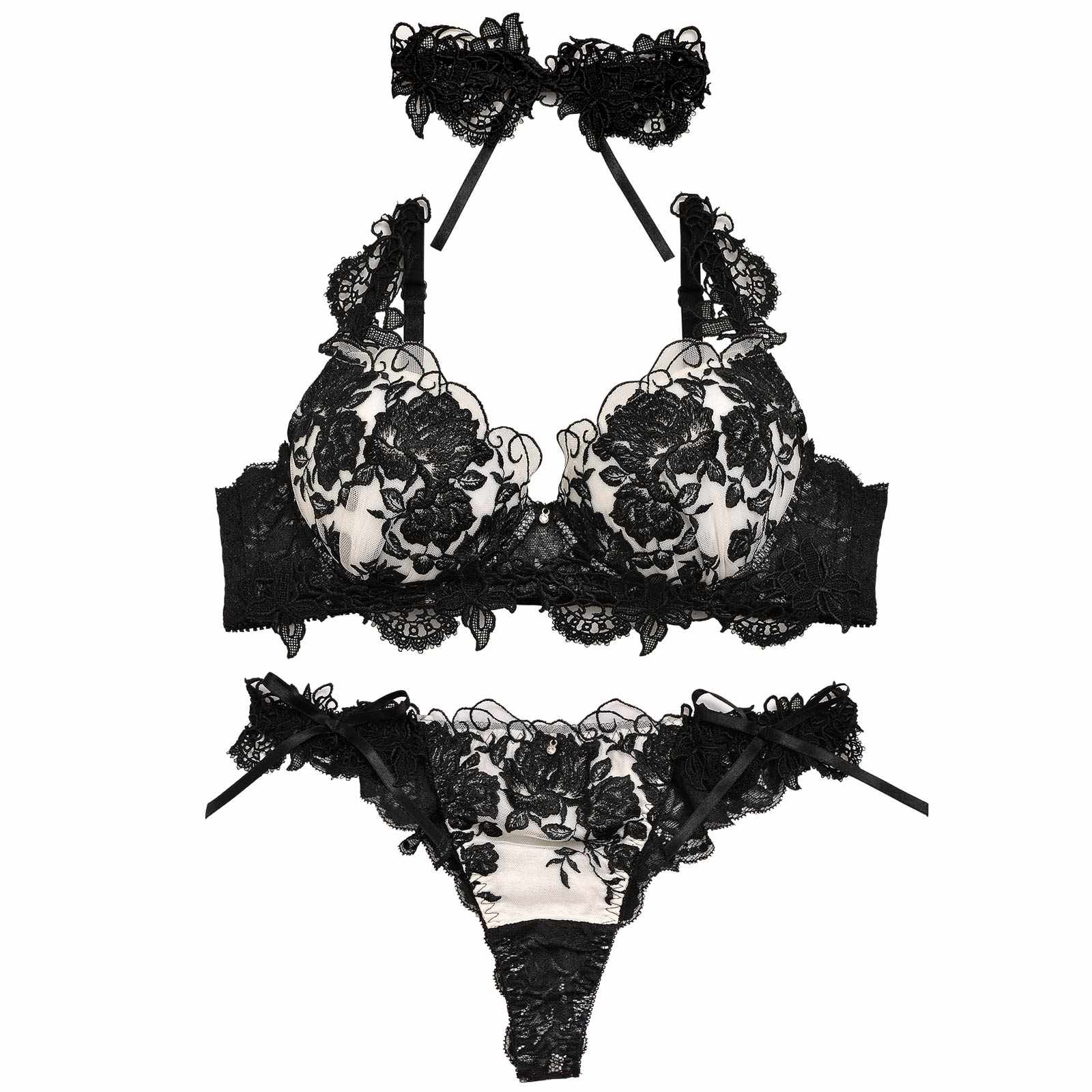 【明日花キララプロデュース/WhipBunny】Gorgeous Shine Rose Bra&T-back / Black ゴージャスシャインローズブラ&Tバック / ブラック