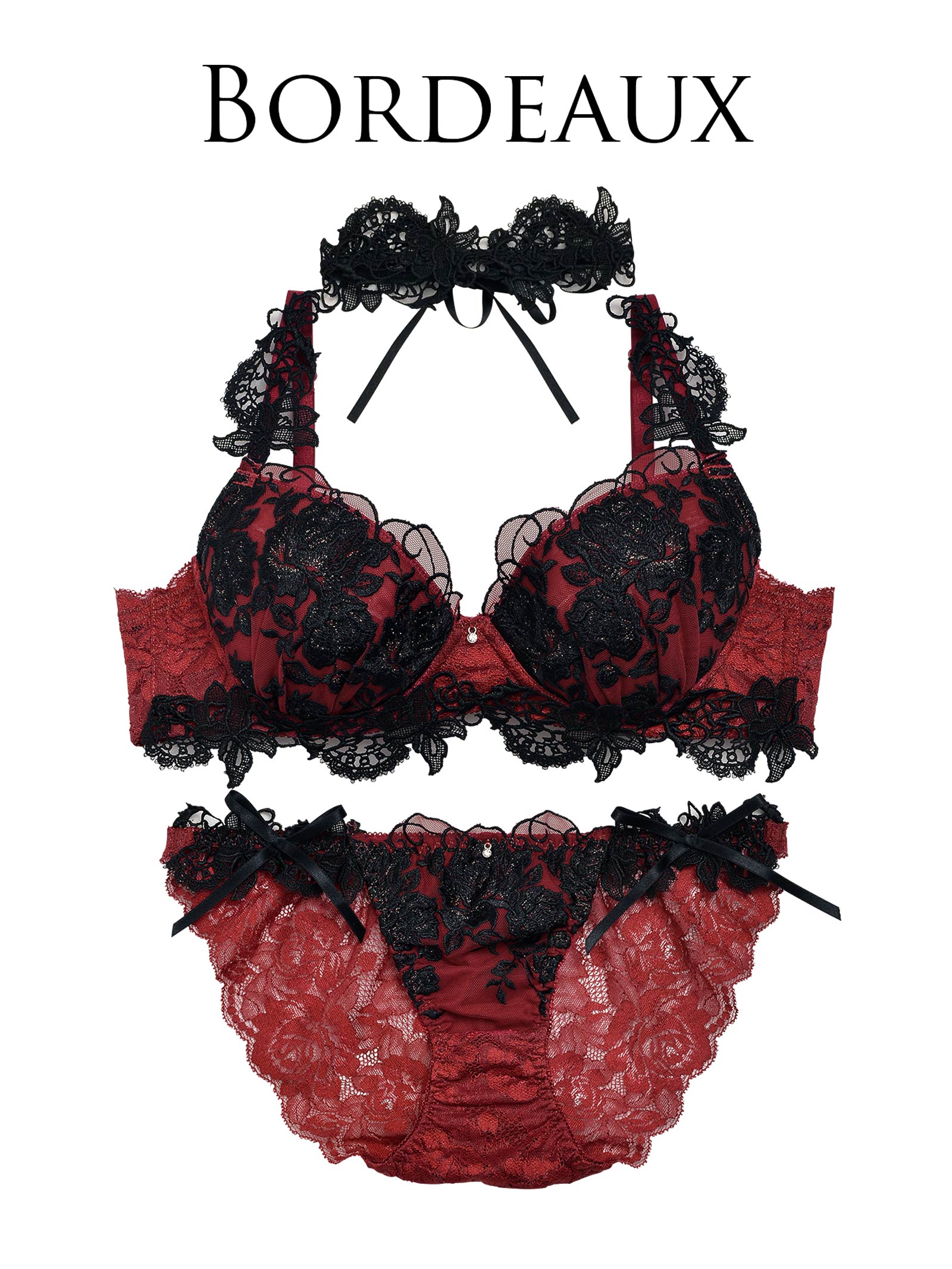 6/30新作!【明日花キララプロデュース/WhipBunny】Gorgeous Shine Rose Bra&Shorts / Bordeaux ゴージャスシャインローズブラ&ショーツ / ボルドー