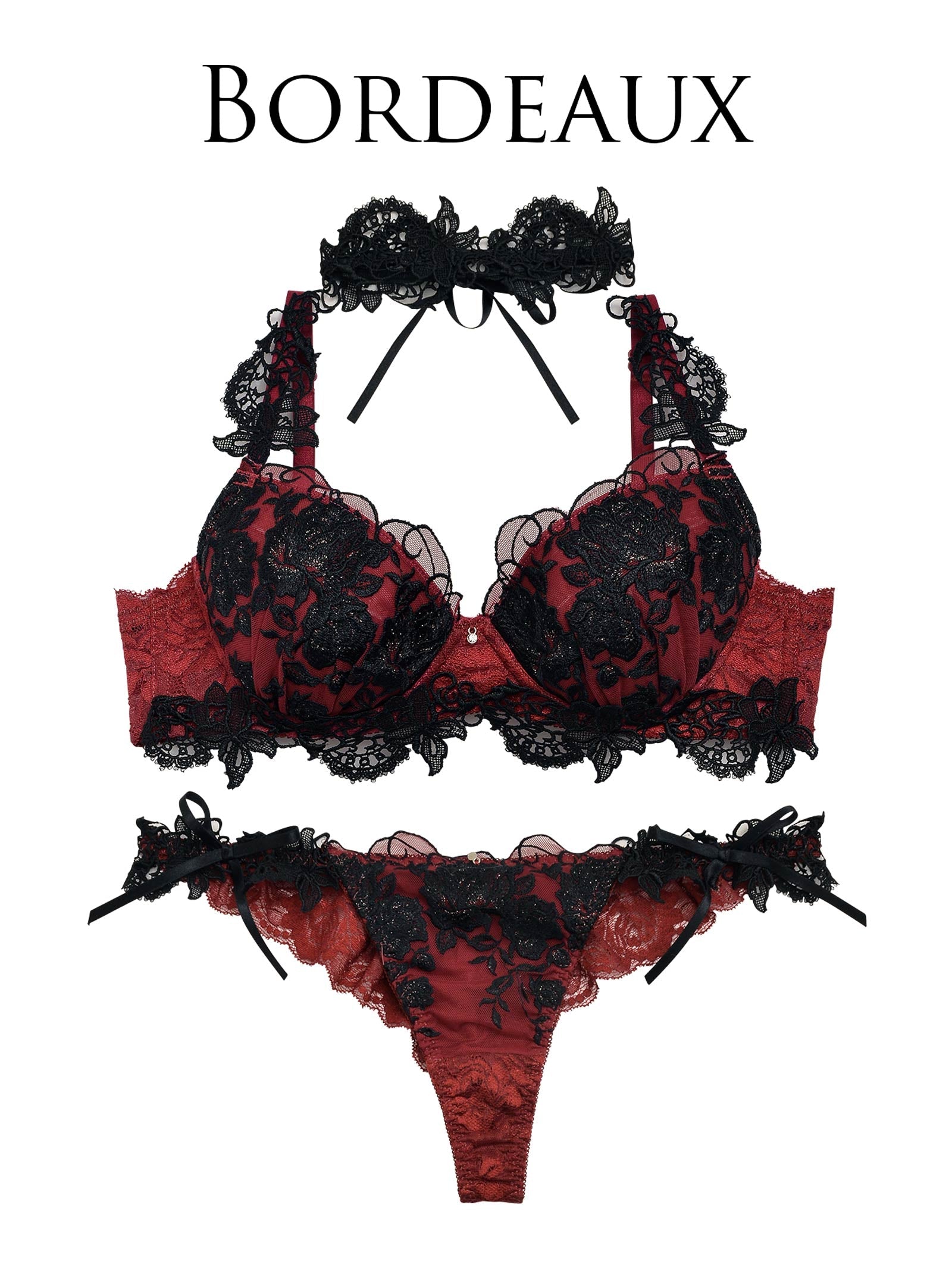 6/30新作!【明日花キララプロデュース/WhipBunny】Gorgeous Shine Rose Bra&T-back / Bordeaux ゴージャスシャインローズブラ&Tバック / ボルドー