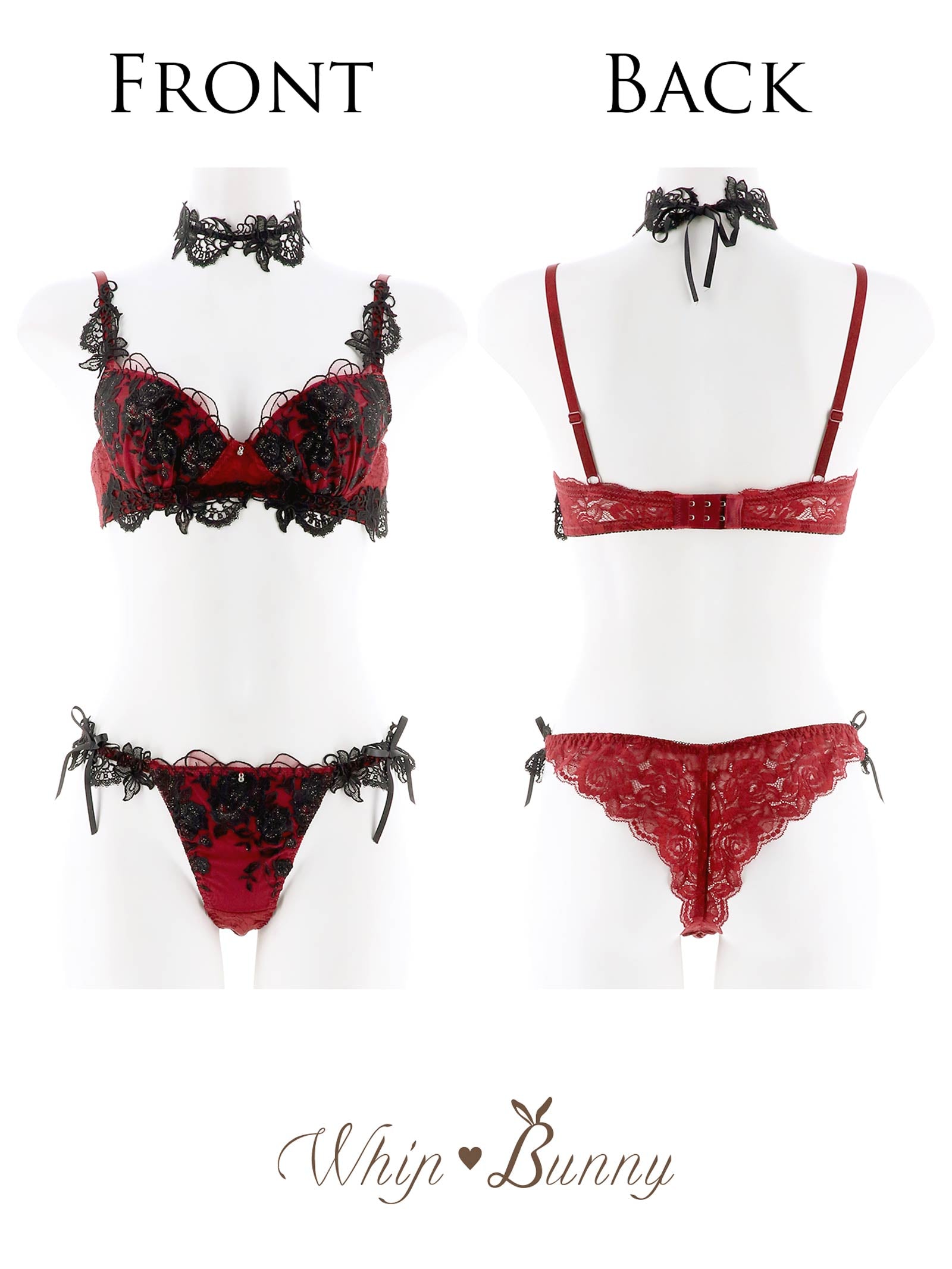 6/30新作!【明日花キララプロデュース/WhipBunny】Gorgeous Shine Rose Bra&T-back / Bordeaux ゴージャスシャインローズブラ&Tバック / ボルドー