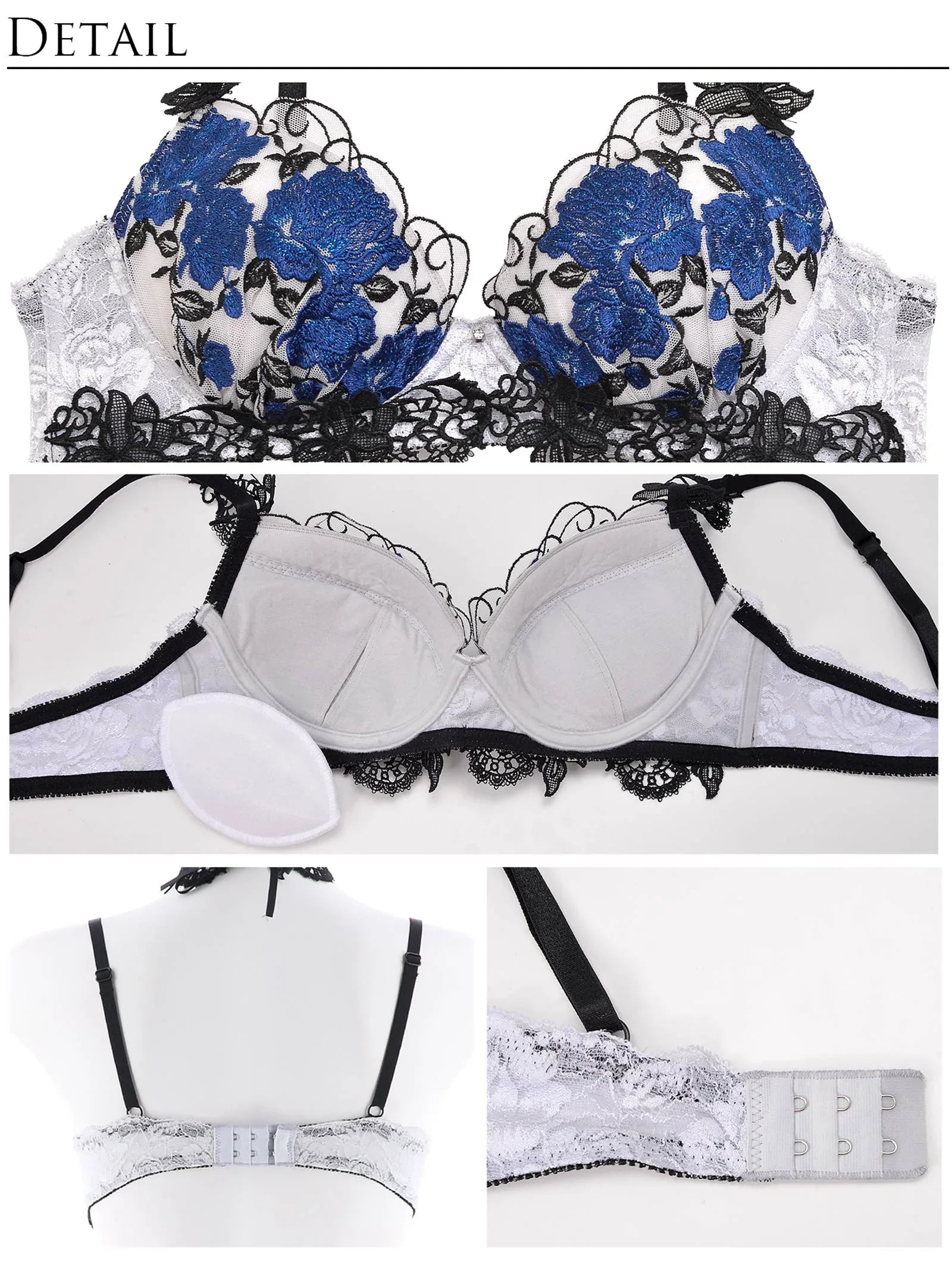 【明日花キララプロデュース/WhipBunny】Gorgeous Shine Rose Choker Bra&Shorts / Blue ゴージャスシャインローズブラ&ショーツ/ブルー - 【公式】247Lingerie