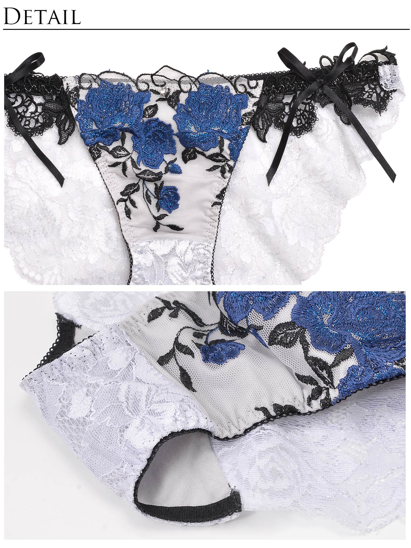 8/14新作!Gorgeous Shine Rose Choker Bra&Shorts / Blue ゴージャスシャインローズチョーカーブラ&ショーツ / ブルー