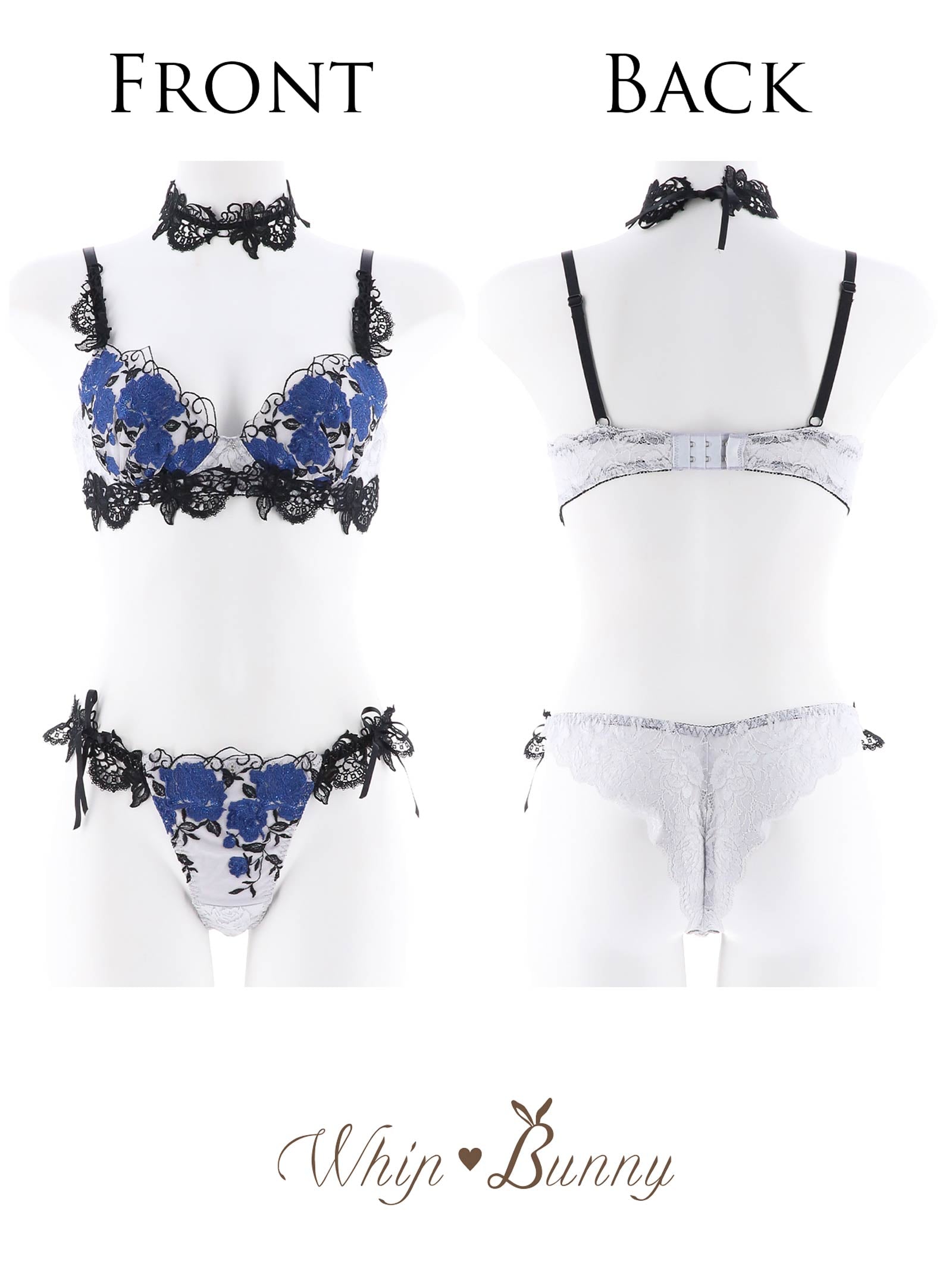 8/14新作!Gorgeous Shine Rose Choker Bra&T-back / Blue ゴージャスシャインローズチョーカーブラ&Tバック / ブルー