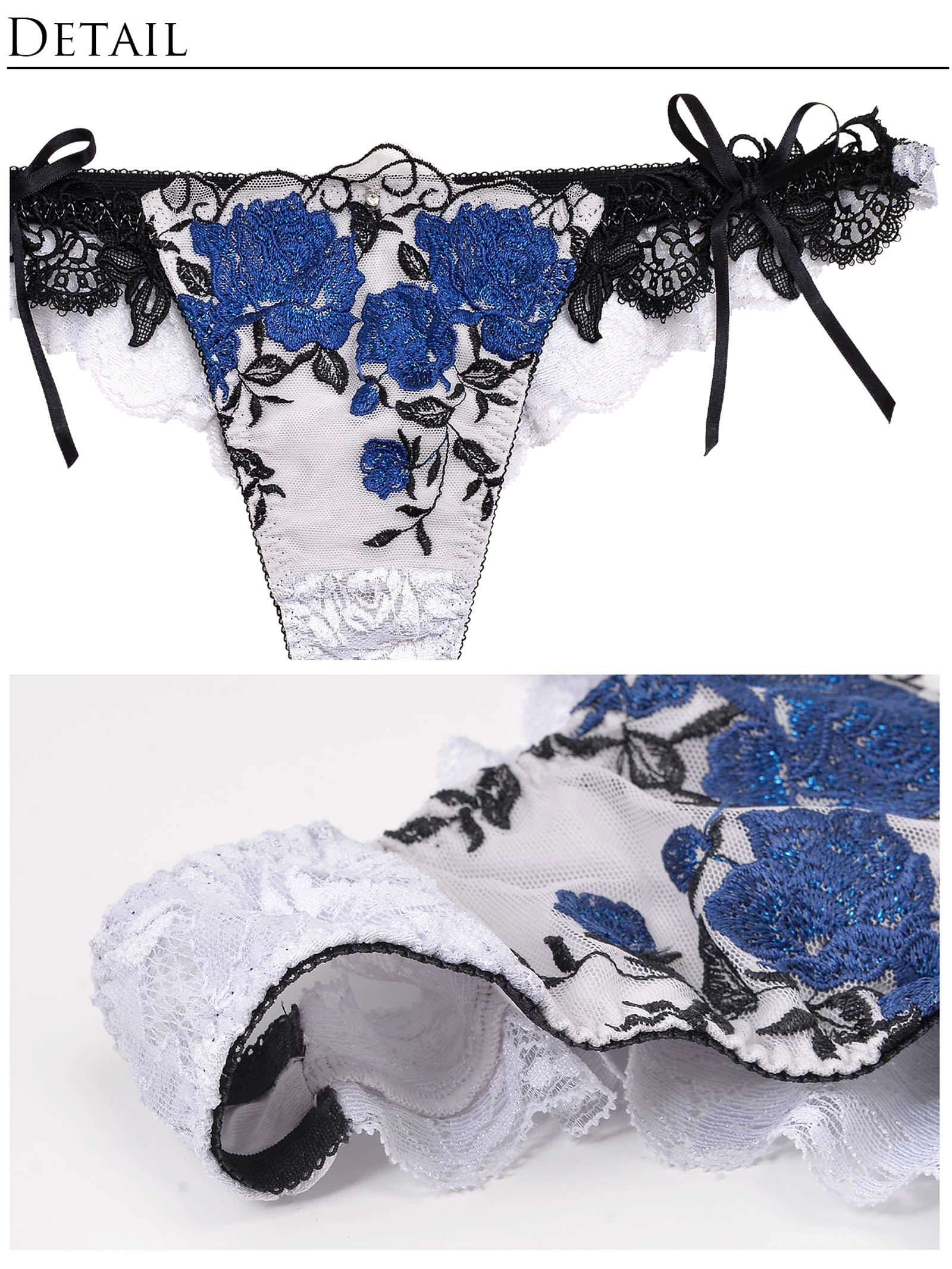 8/14新作!Gorgeous Shine Rose Choker Bra&T-back / Blue ゴージャスシャインローズチョーカーブラ&Tバック / ブルー