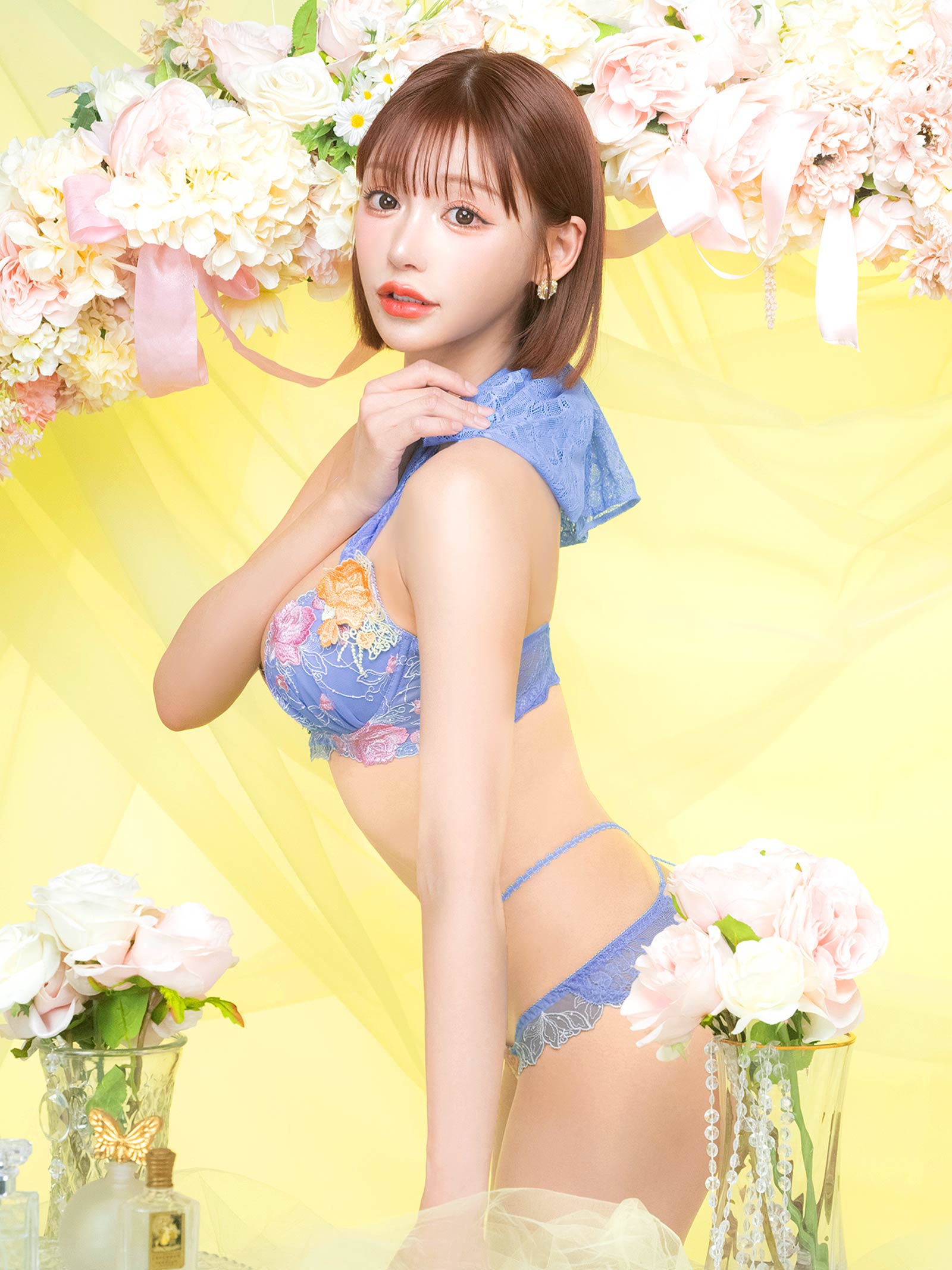 3/6新作!【明日花キララプロデュース/WhipBunny】シャイニーグロスローズブラ&ショーツ/サックス