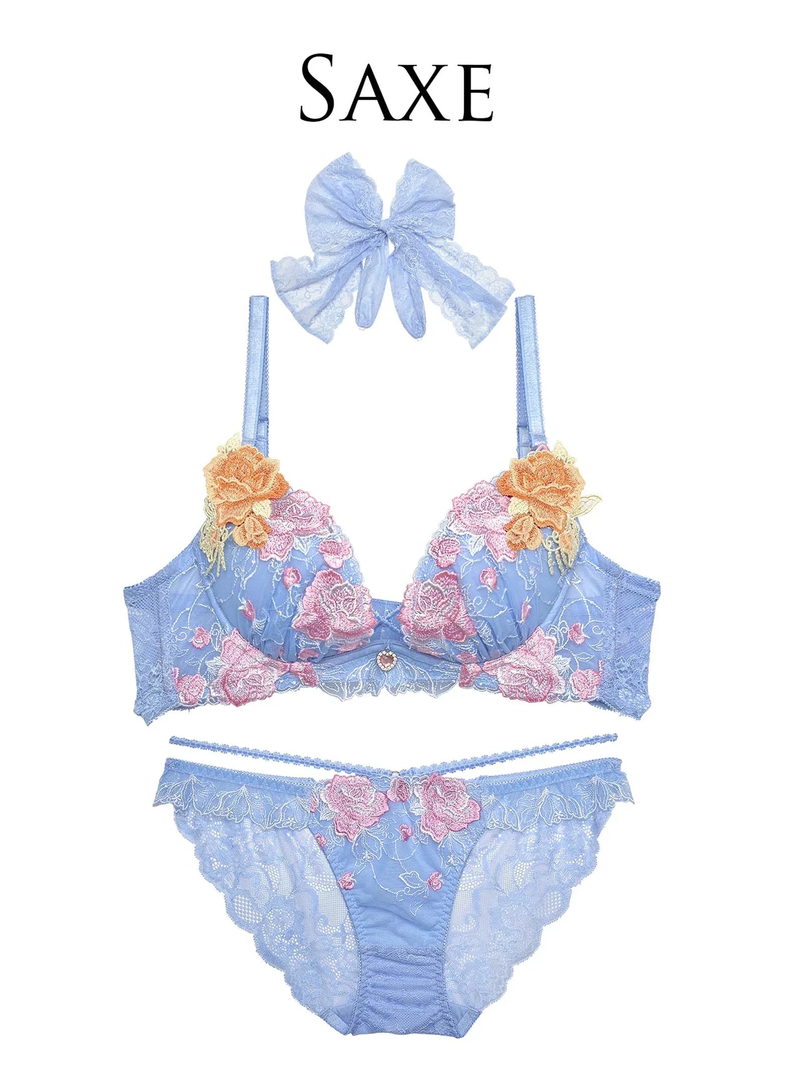 【明日花キララプロデュース/WhipBunny】シャイニーグロスローズブラ&ショーツ/サックス - 【公式】247Lingerie