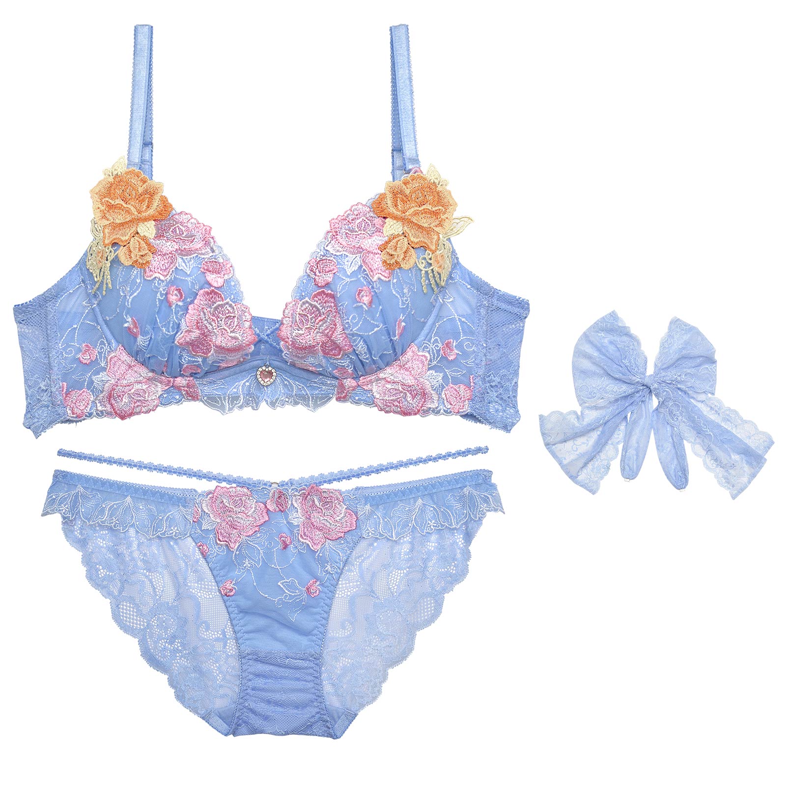 【明日花キララプロデュース/WhipBunny】シャイニーグロスローズブラ&ショーツ/サックス