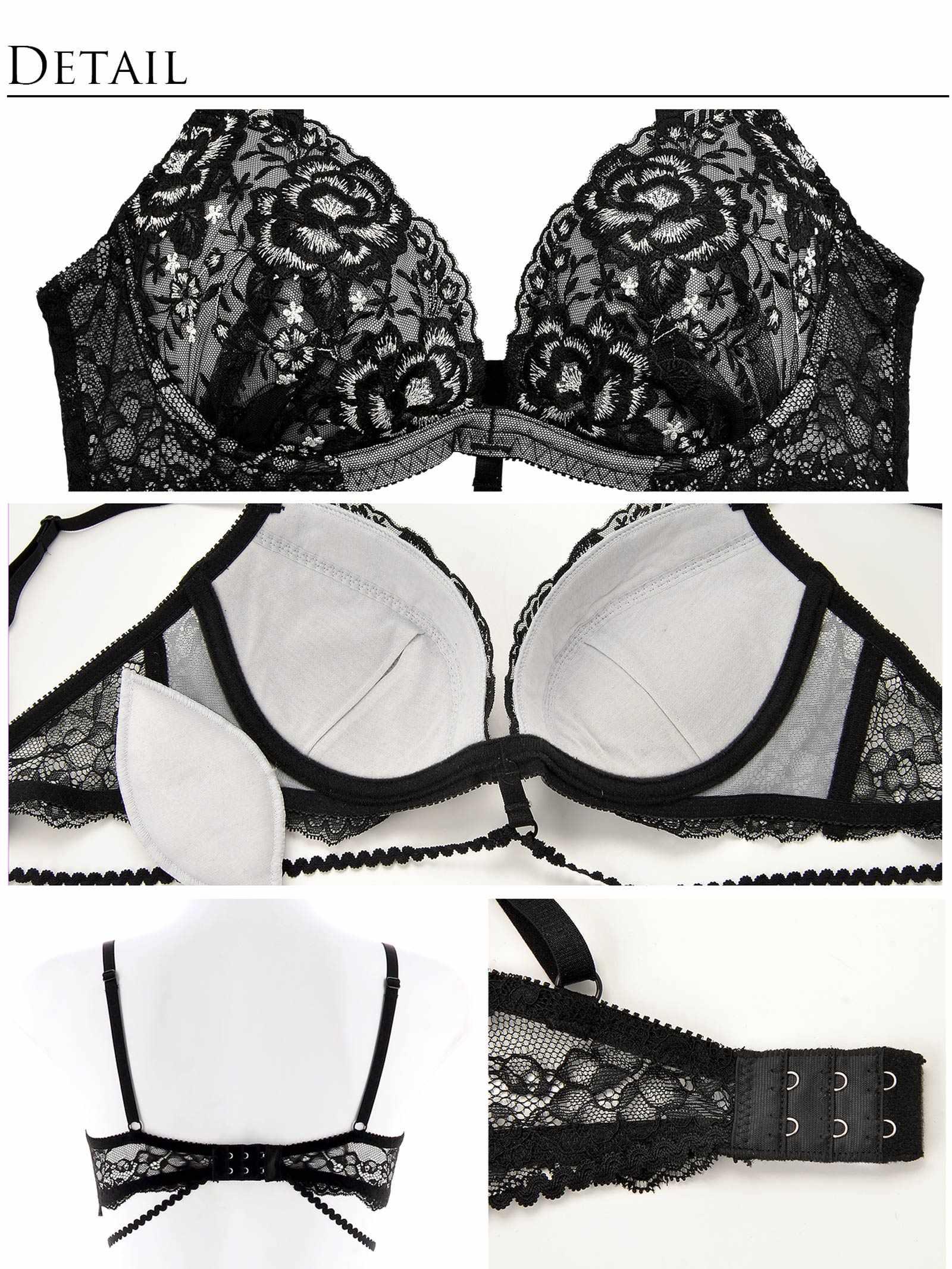 【明日花キララプロデュース/WhipBunny】シマーフラワーストリング ブラ&Tバック / ブラック - 【公式】247Lingerie