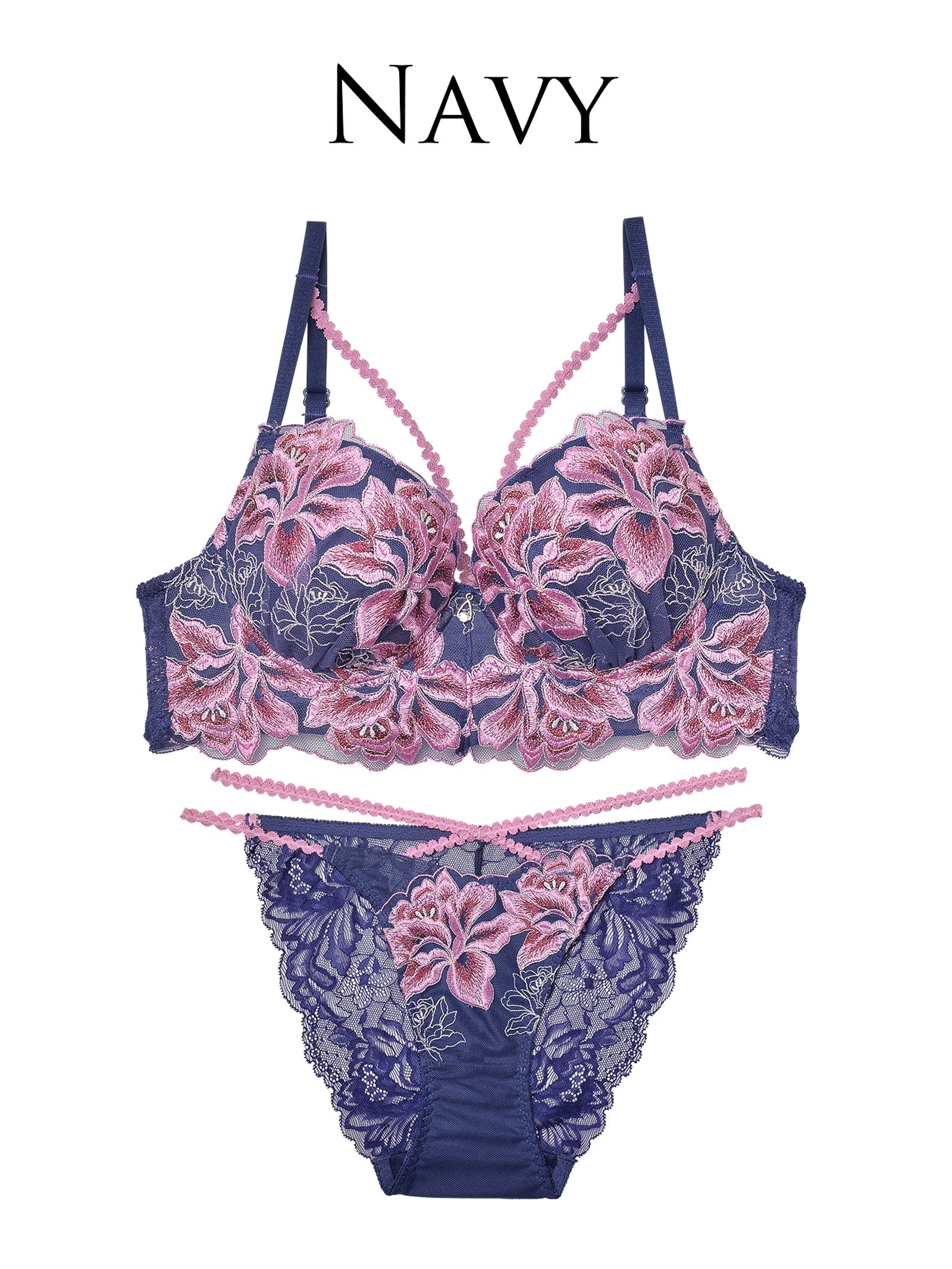 11/1新作!【明日花キララプロデュース/WhipBunny】Gretel Rose Cord Bra&Shorts / Navy グレーテルローズコードブラ&ショーツ / ネイビー