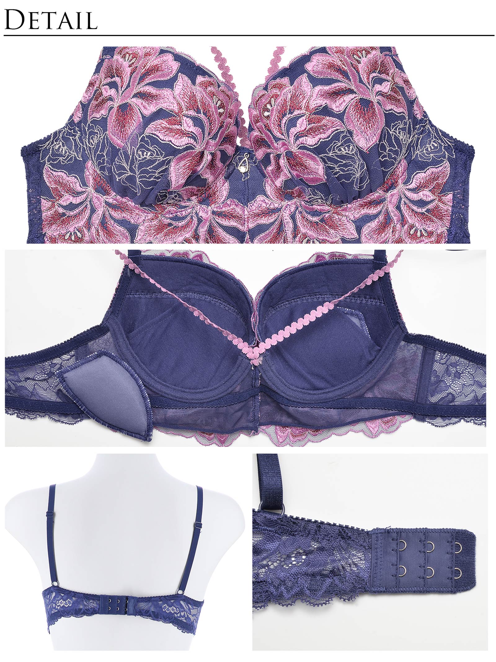 11/1新作!【明日花キララプロデュース/WhipBunny】Gretel Rose Cord Bra&Shorts / Navy グレーテルローズコードブラ&ショーツ / ネイビー
