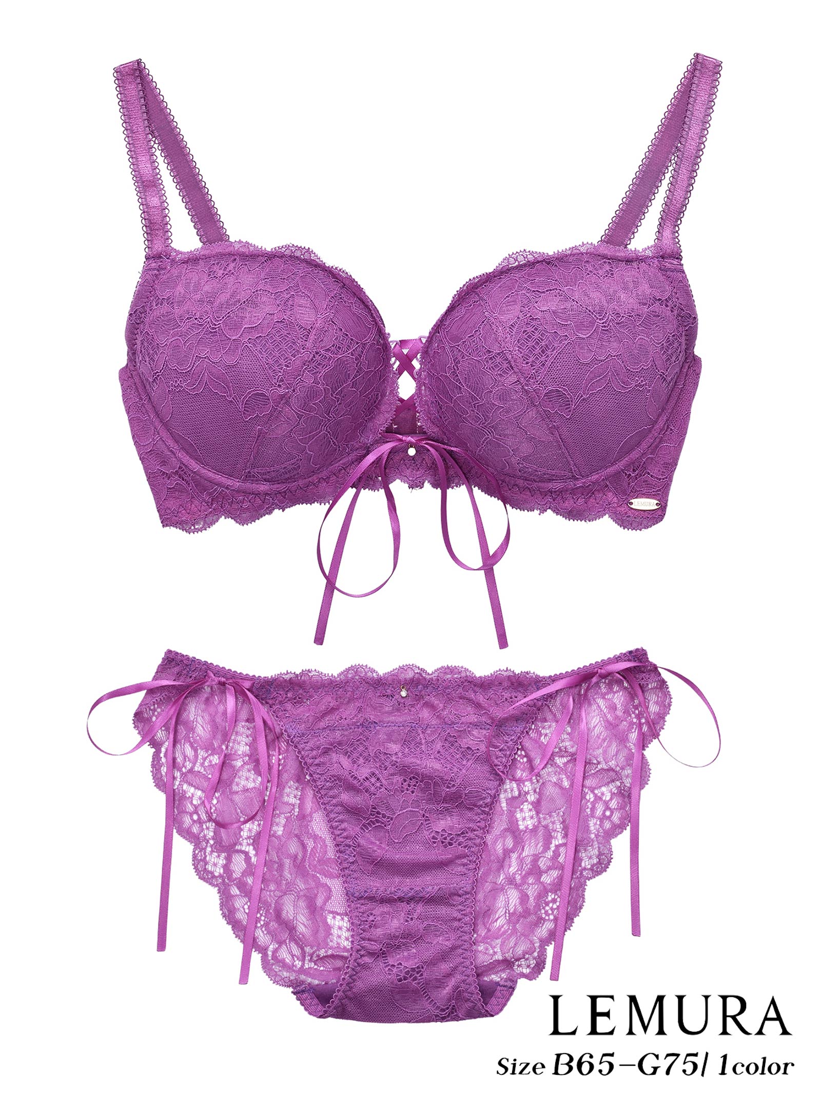 【Rちゃんプロデュース/LEMURA】LaceUp Ribbon Lingerie-フルバックセット-