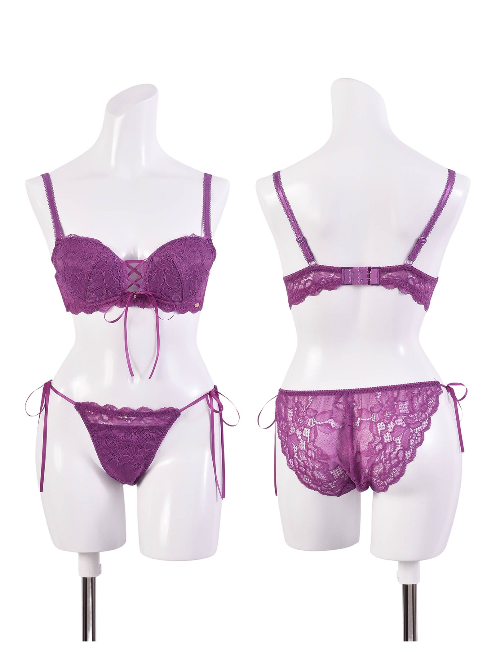 【Rちゃんプロデュース/LEMURA】LaceUp Ribbon Lingerie-フルバックセット-