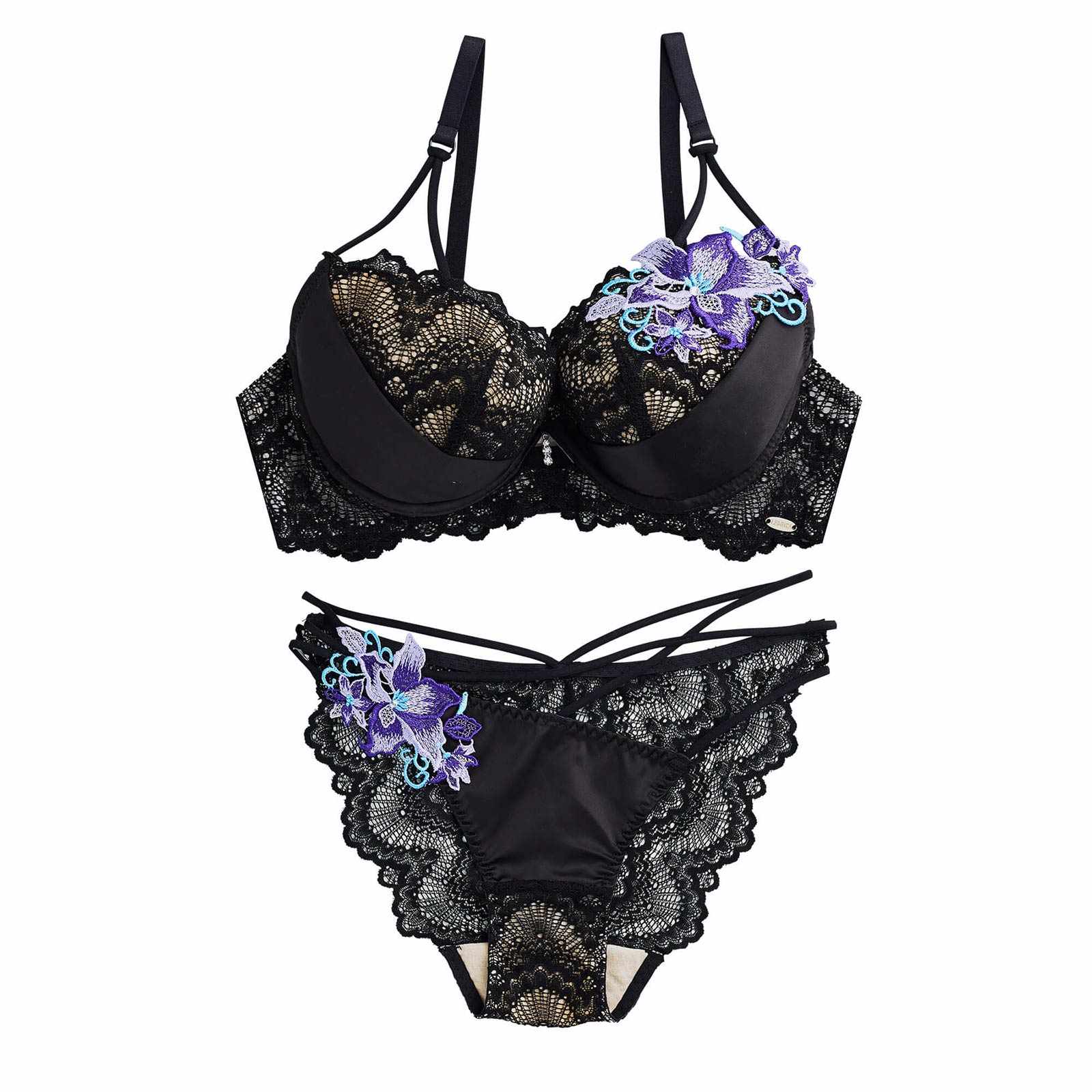 【Rちゃんプロデュース/LEMURA】Chemical Motif Satin Lingerie-フルバックセット-