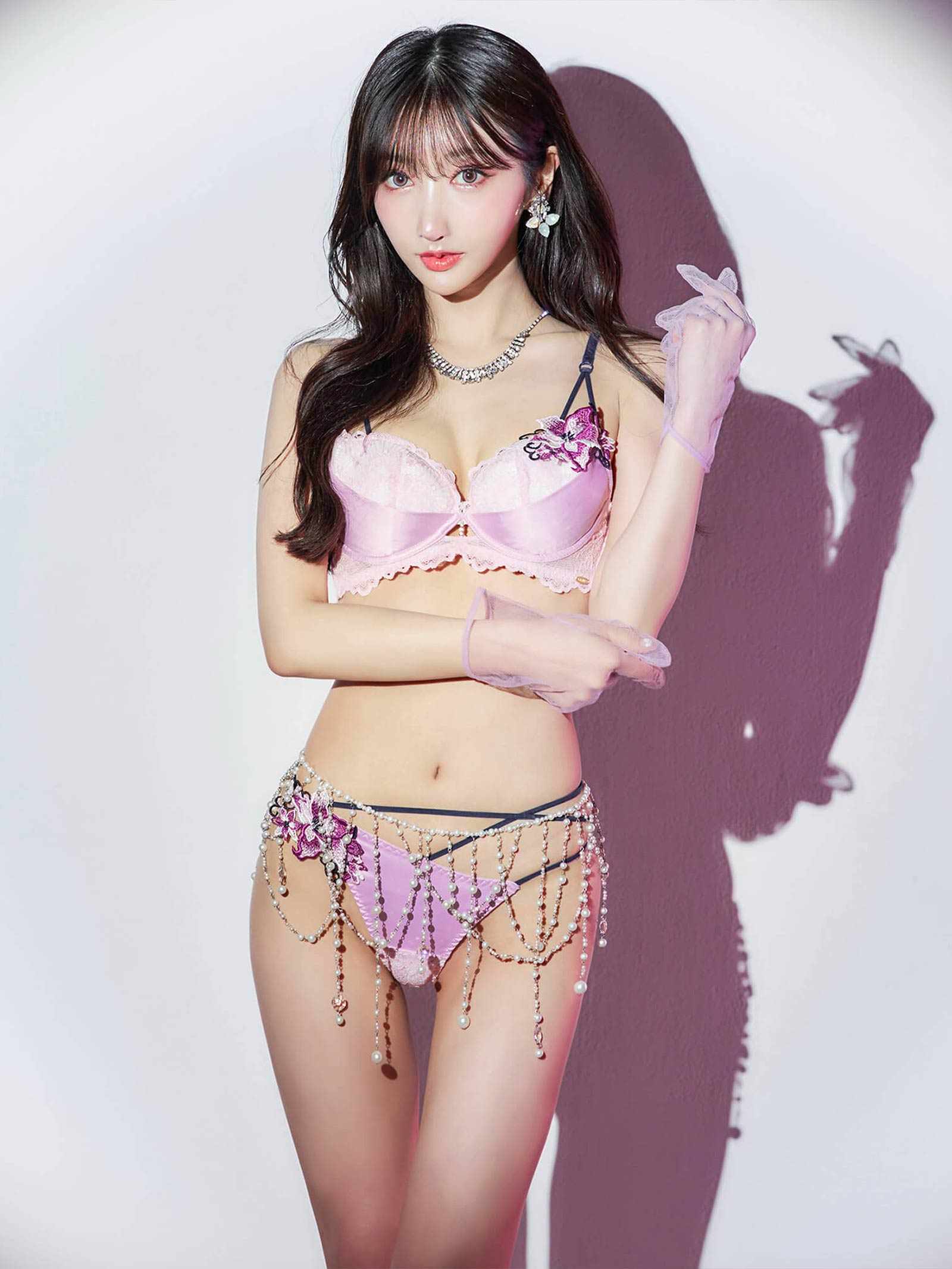 【Rちゃんプロデュース/LEMURA】Chemical Motif Satin Lingerie
-Tバックセット-