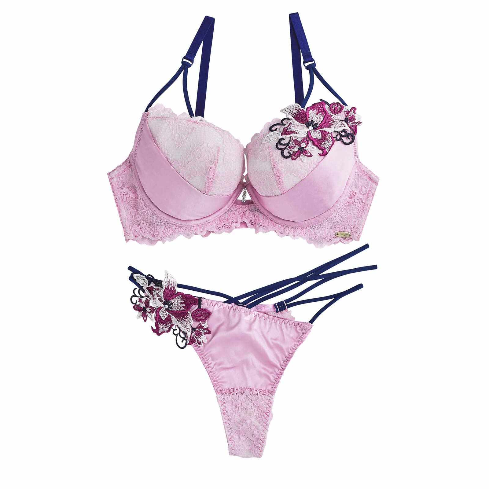 【Rちゃんプロデュース/LEMURA】Chemical Motif Satin Lingerie-Tバックセット-