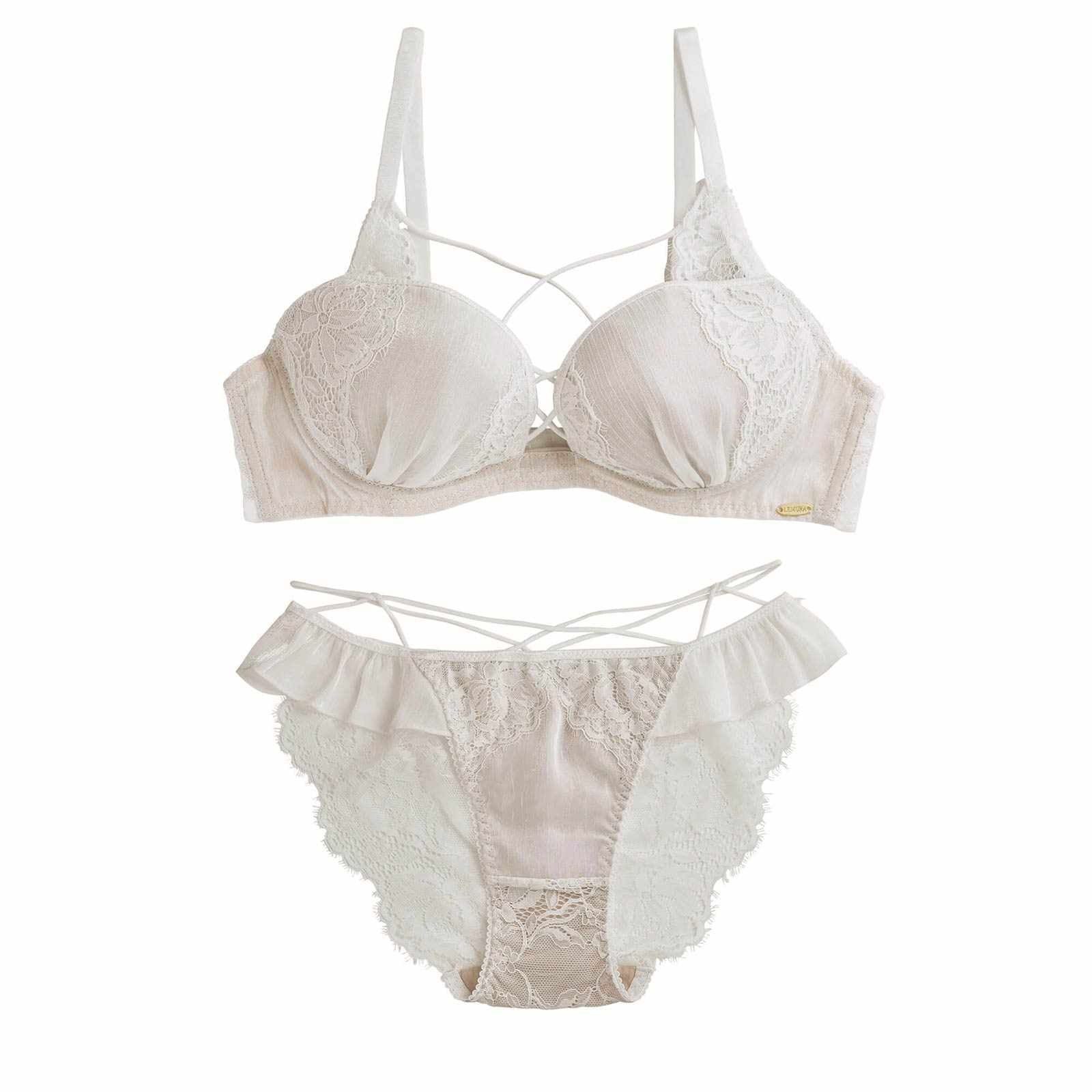 【Rちゃんプロデュース/LEMURA】Chiffon&Eyelash Lace Lingerie-フルバックセット-