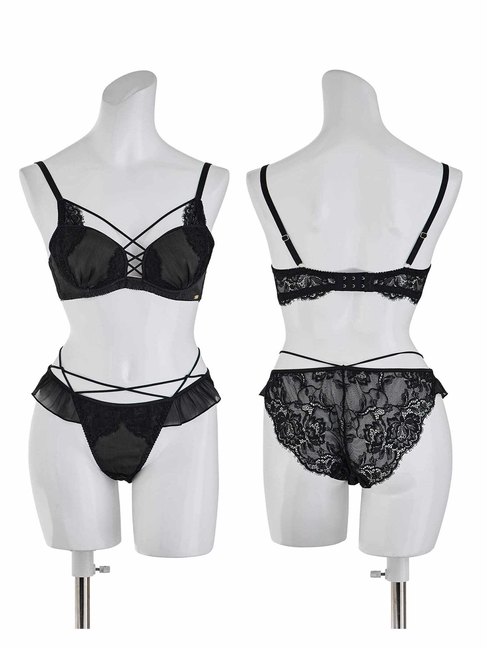 【Rちゃんプロデュース/LEMURA】Chiffon&Eyelash Lace Lingerie
-フルバックセット-