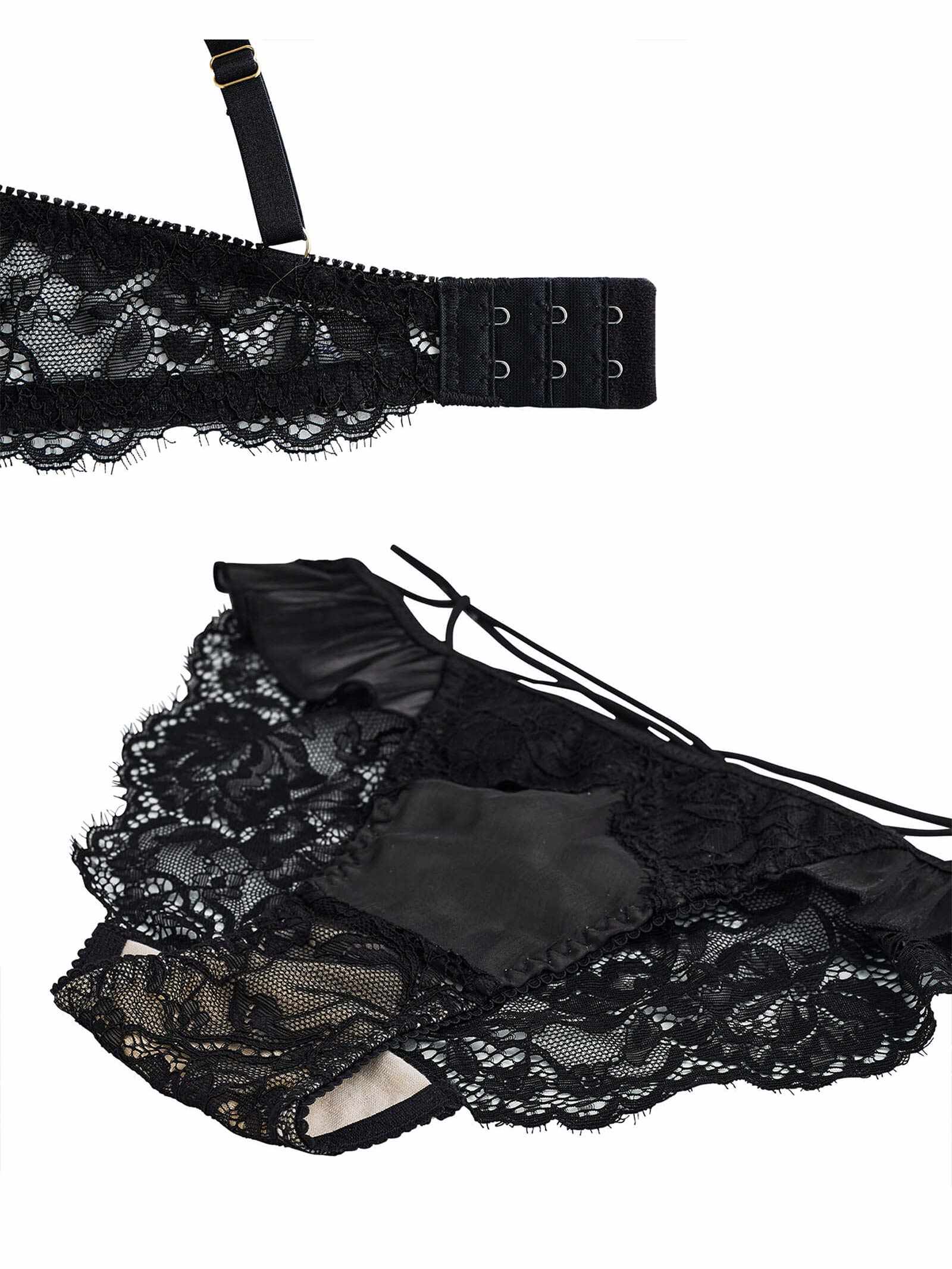 【Rちゃんプロデュース/LEMURA】Chiffon&Eyelash Lace Lingerie
-フルバックセット-