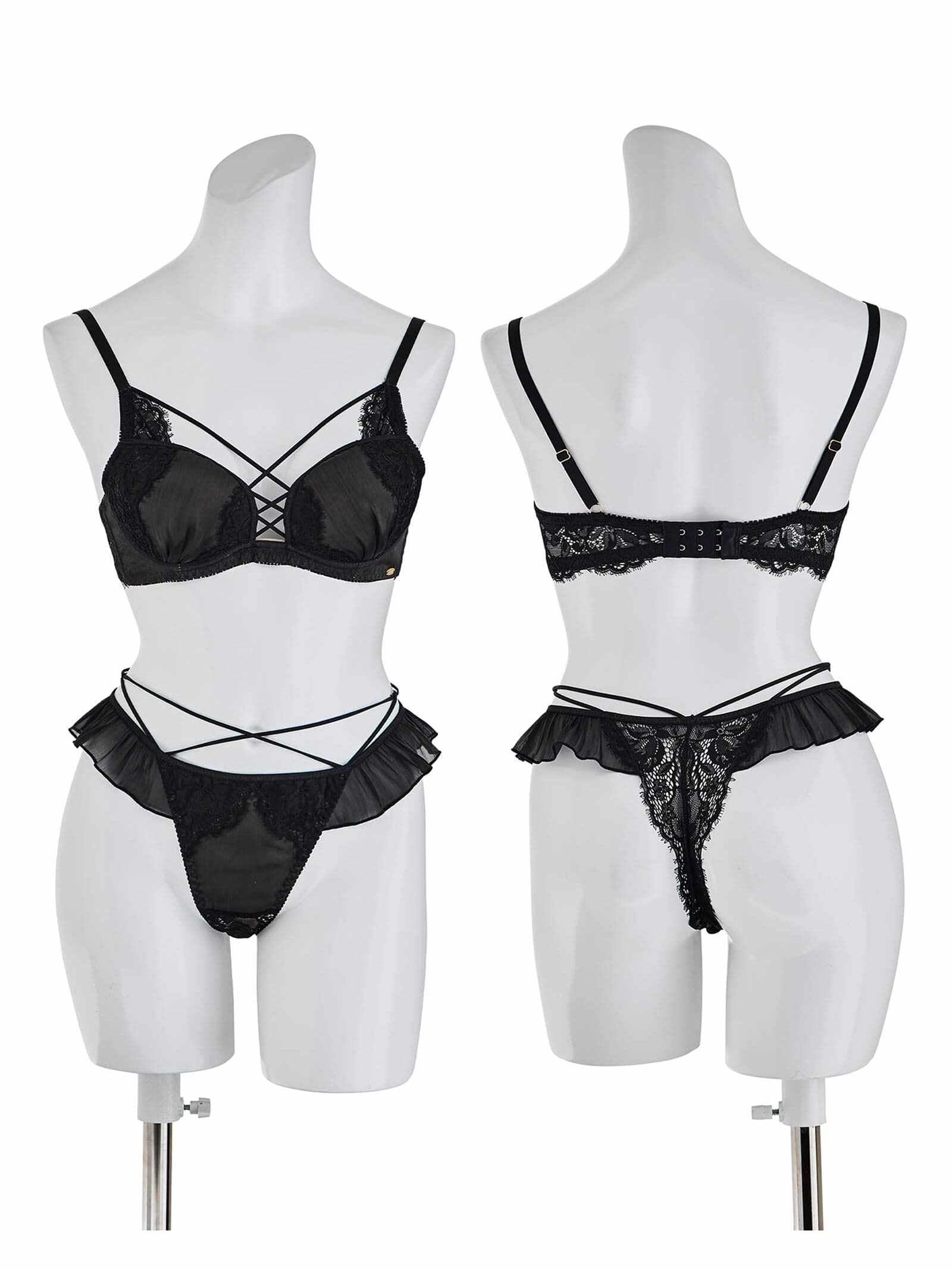【Rちゃんプロデュース/LEMURA】Chiffon&Eyelash Lace Lingerie
-Tバックセット-