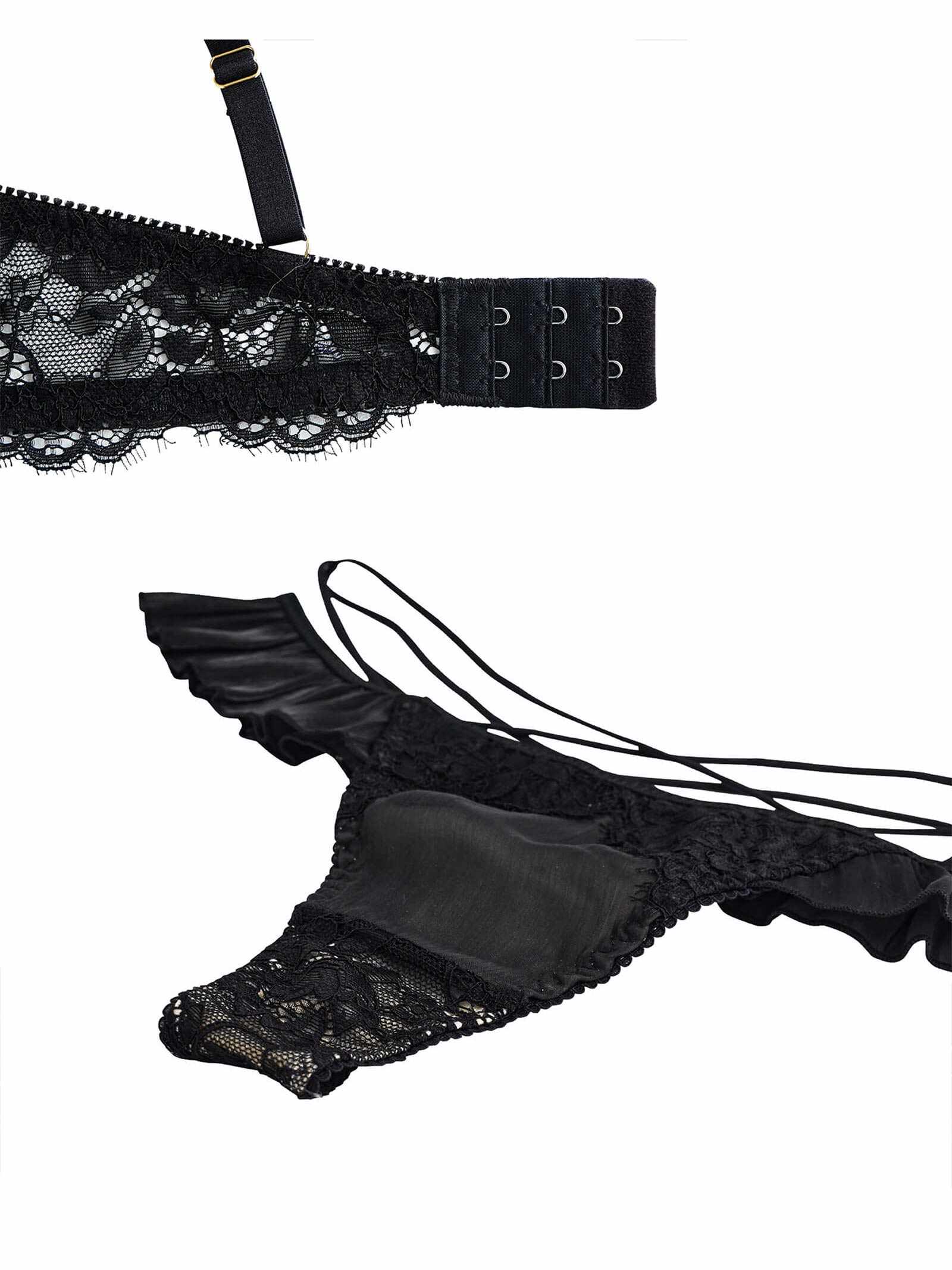 【Rちゃんプロデュース/LEMURA】Chiffon&Eyelash Lace Lingerie
-Tバックセット-