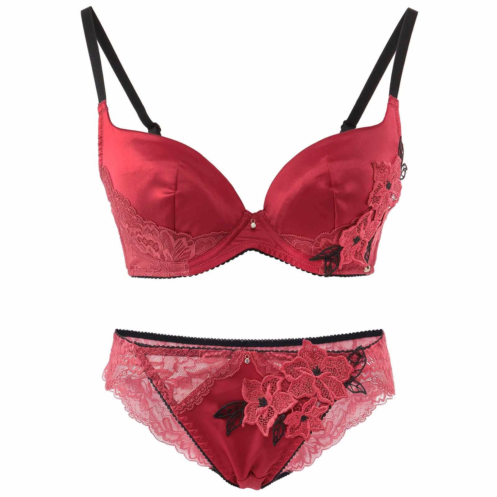 【Rちゃんプロデュース/LEMURA】Satin chemicalmotif Lingerie -フルバックセット-