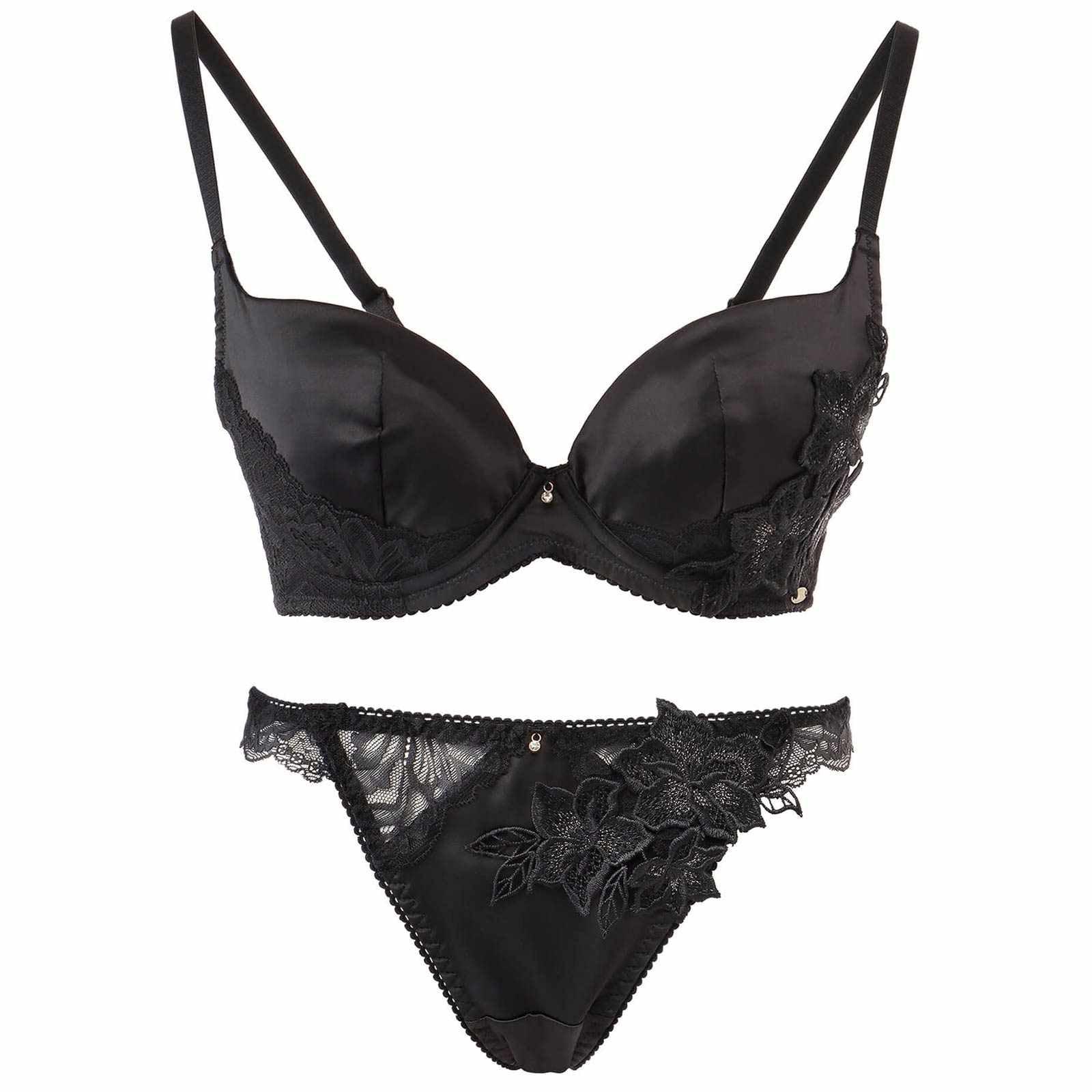 【Rちゃんプロデュース/LEMURA】Satin chemicalmotif Lingerie -Tバックセット-