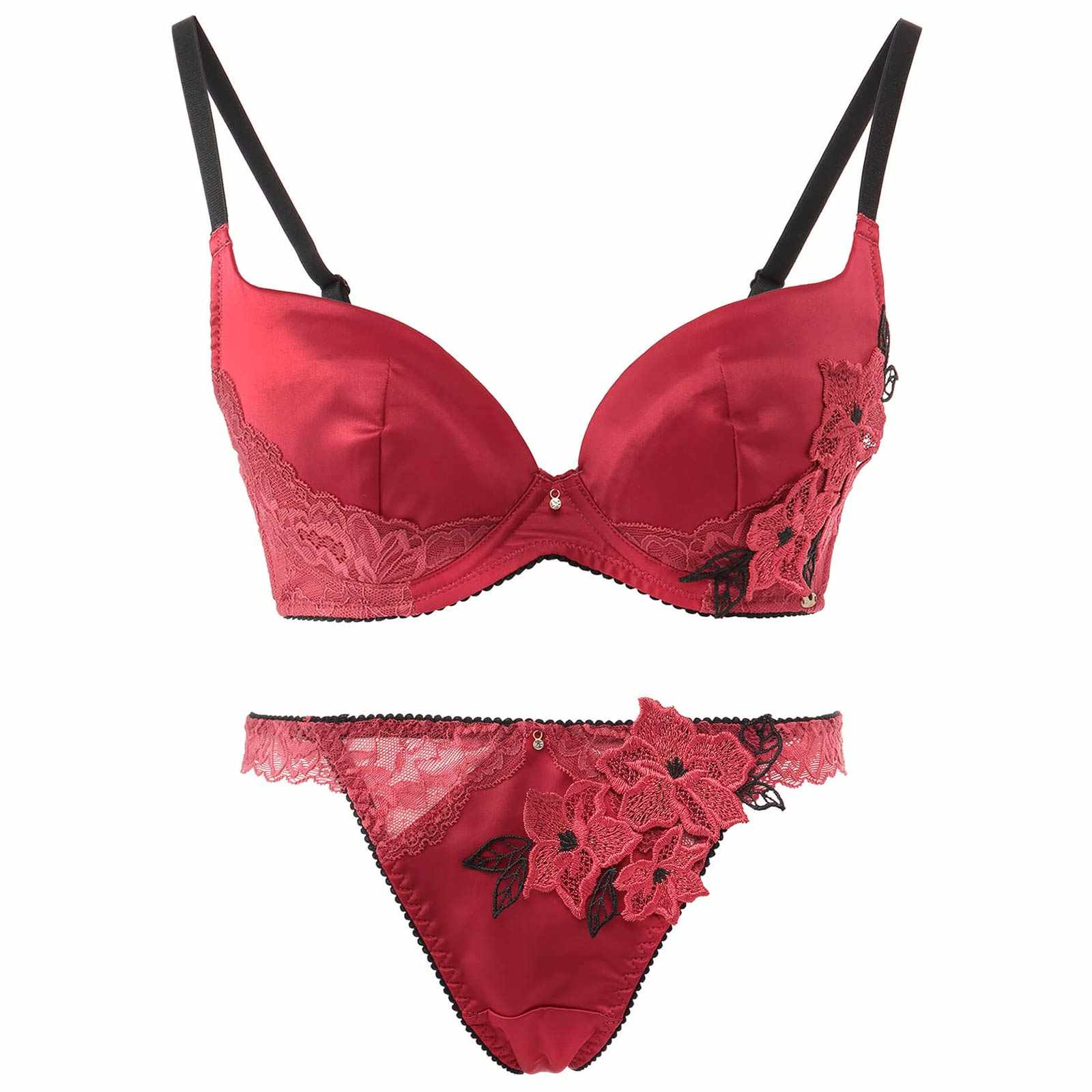 【Rちゃんプロデュース/LEMURA】Satin chemicalmotif Lingerie -Tバックセット-