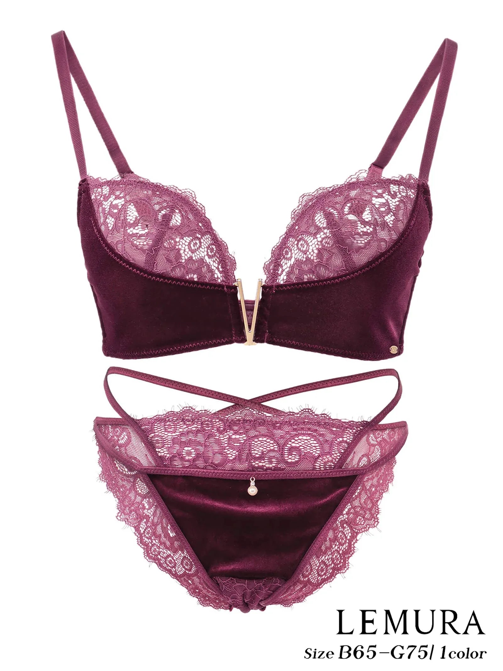 【LEMURA】Velvet&Lace Lingerie -フルバックセット- - 【公式】247Lingerie