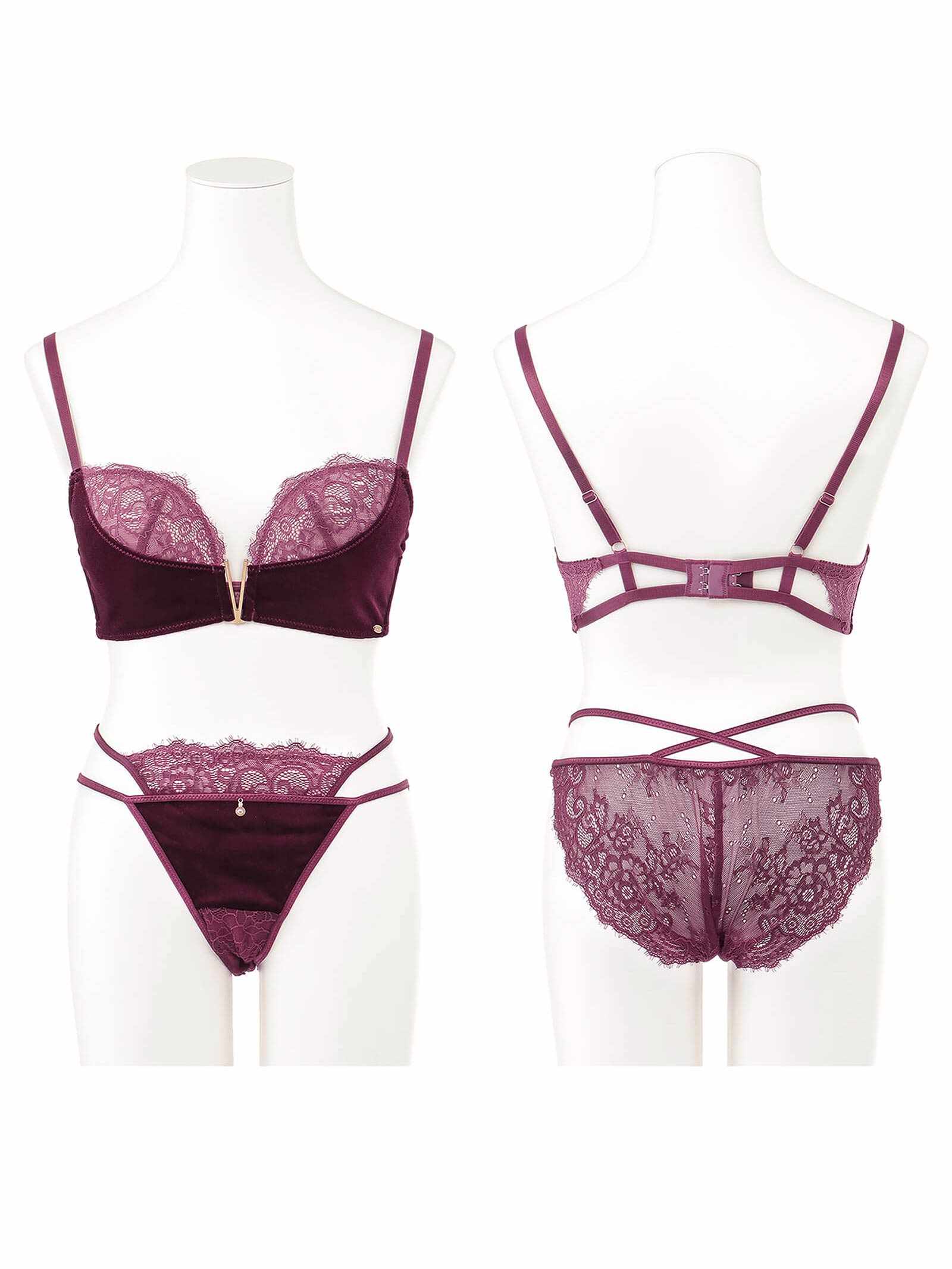 2/8新作!【Rちゃんプロデュース/LEMURA】Velvet&Lace Lingerie -フルバックセット-