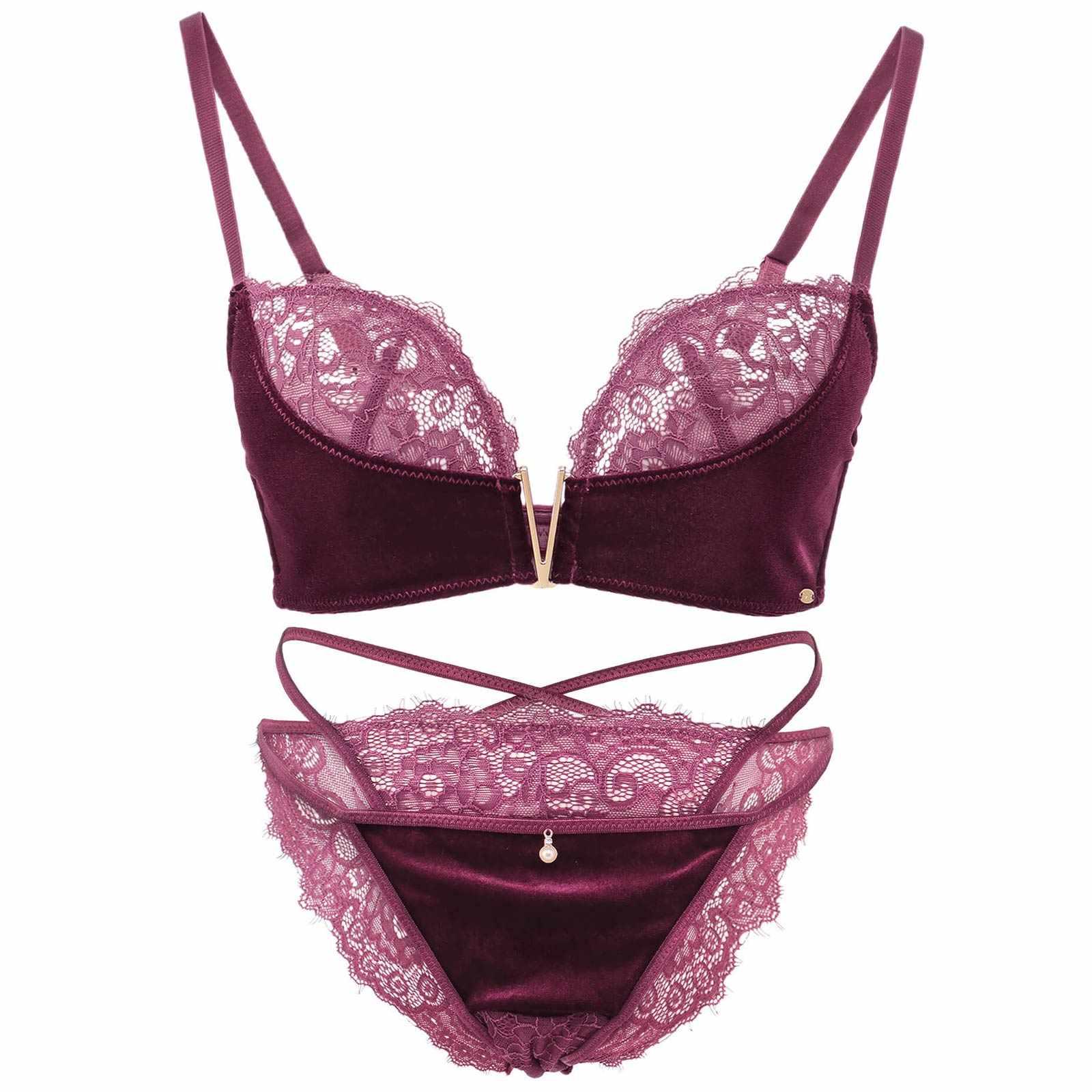 【LEMURA】Velvet&Lace Lingerie -フルバックセット- - 【公式】247Lingerie