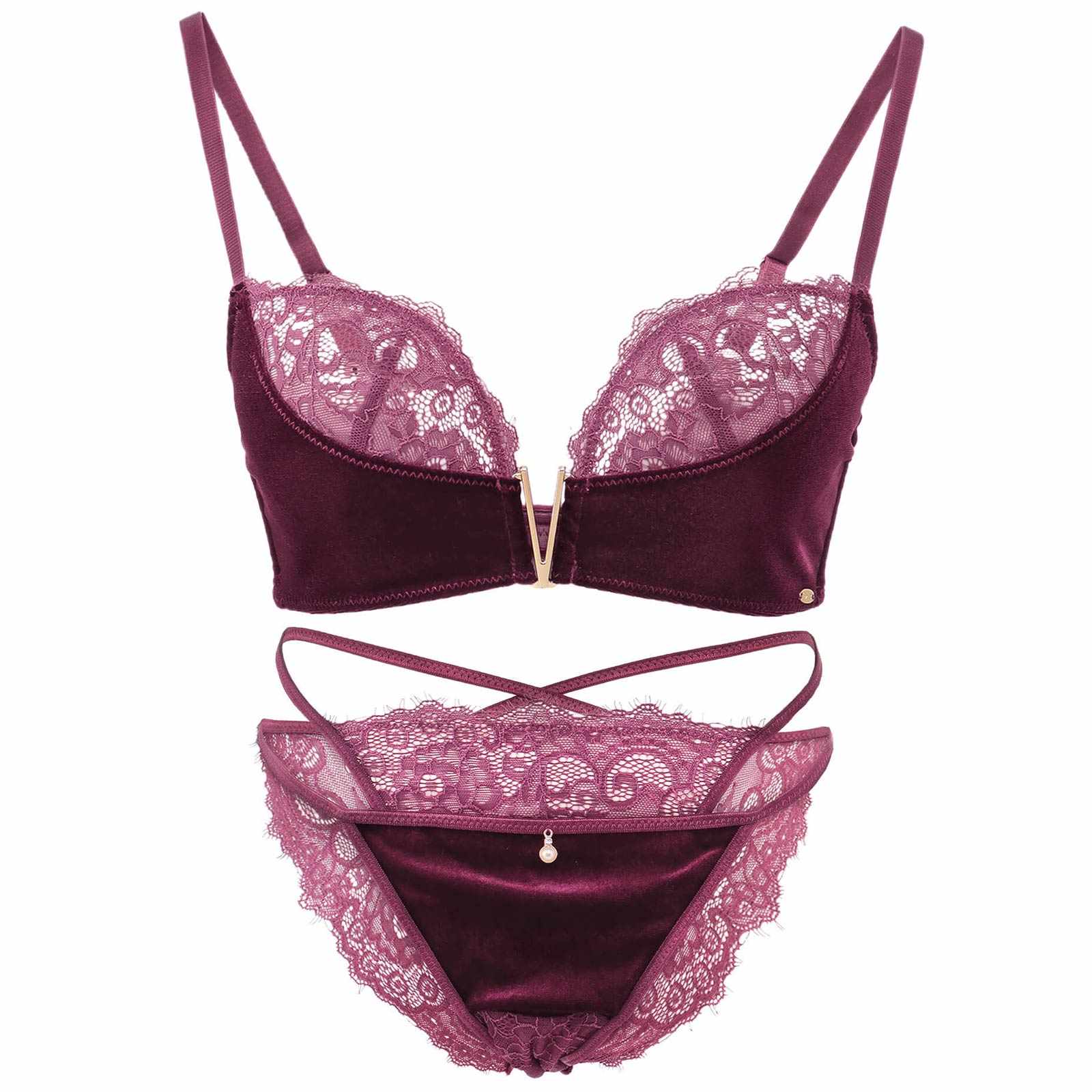 【Rちゃんプロデュース/LEMURA】Velvet&Lace Lingerie -フルバックセット-