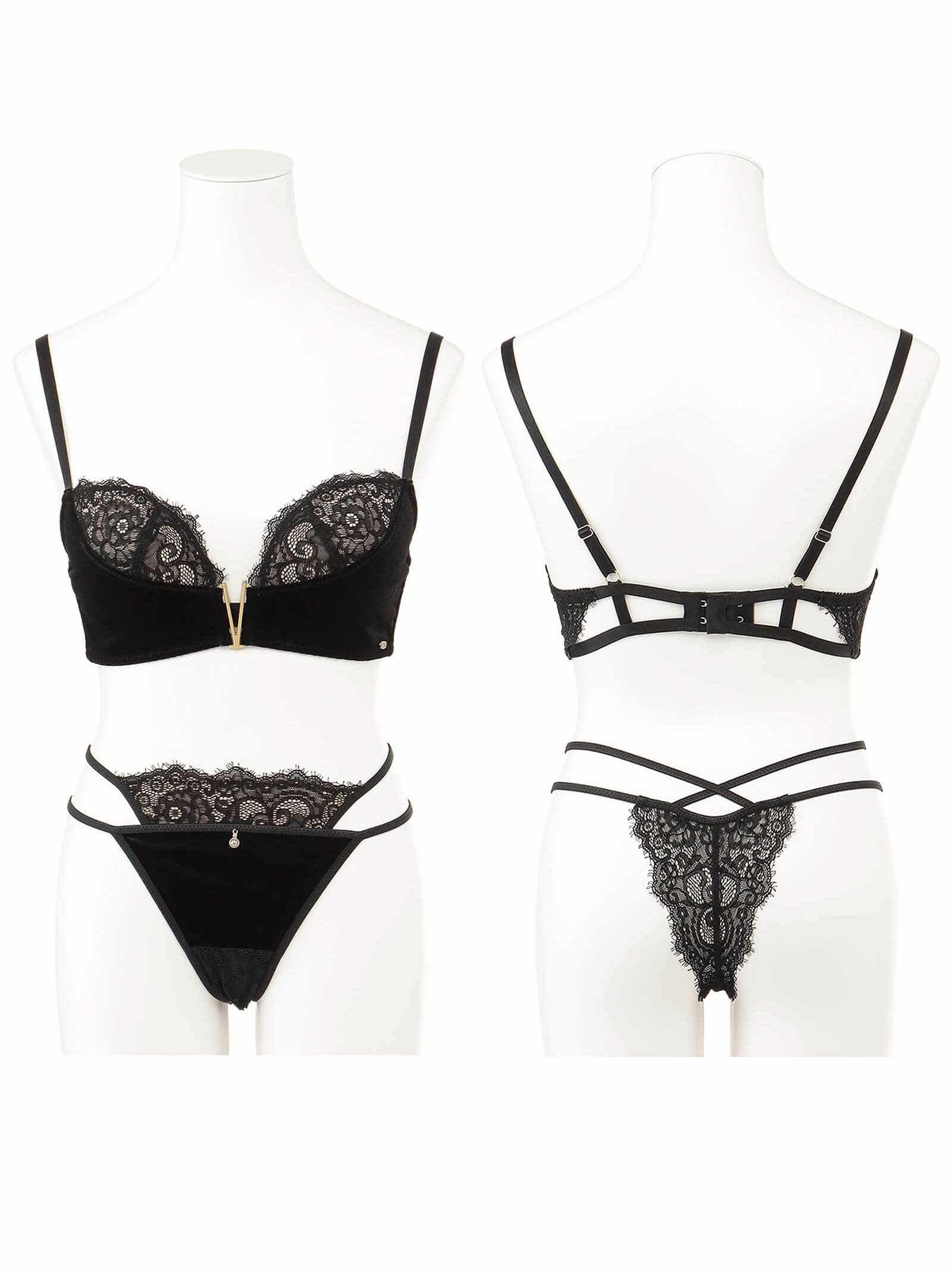 2/8新作!【Rちゃんプロデュース/LEMURA】Velvet&Lace Lingerie -Tバックセット-